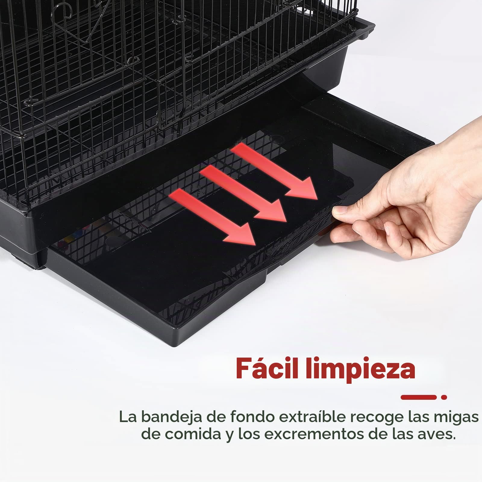 UISEBRT Jaula para pájaros con juguete de jaula - Gran aviario para pájaros, casa de aves de metal, jaula para pájaros para pinzones, canarios, periquitos, negro (Tipo A, 46 x 35.5 x 99 cm)
