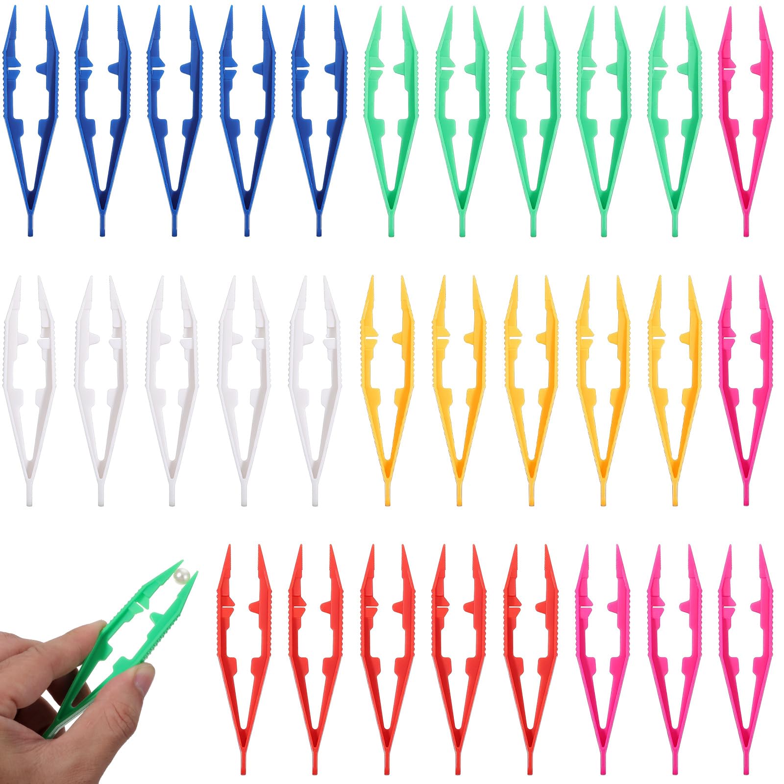 30 Pcs Plastic Tweezers Colorful Beads Tweezers Lightweight Small Tweezer Handmade Beading Tweezer for DIY Craft Adult Beading Tools Jewelry Making Accessories Feeding Reptiles Birds