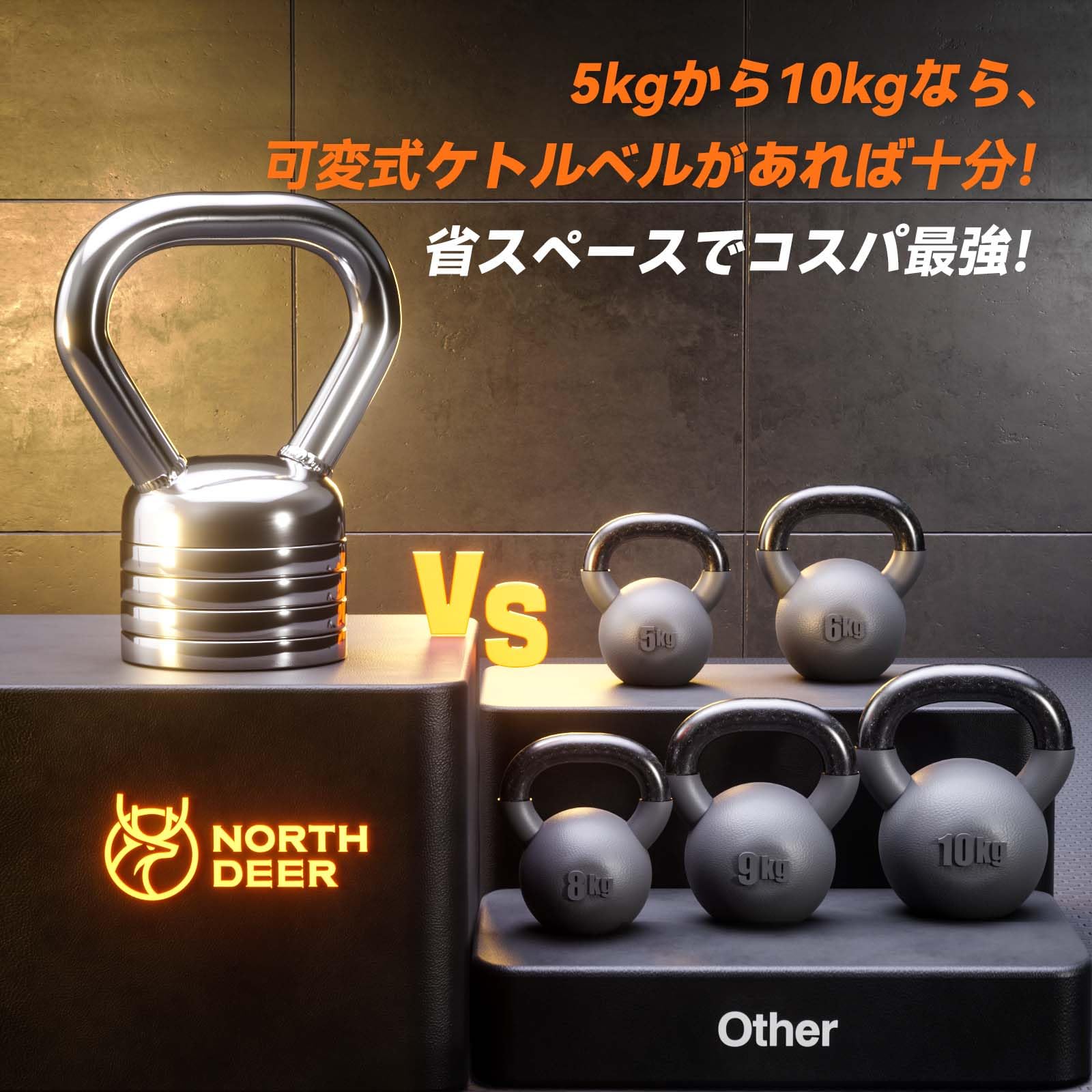 Amazon | Northdeer ケトルベル 可変式 小型 スチール製 5kg 6.25kg