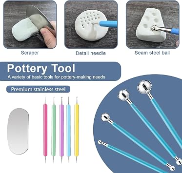 1DFAUL 30Pcs Air Dry Clay Varnish with Sculpting Tools Kit, 2 x 100ml Gloss Matte Clay Glaze for High Luster Scratch Resistant, Waterproof, Pottery Tool kit to Sculpting, Modeling, Shaping