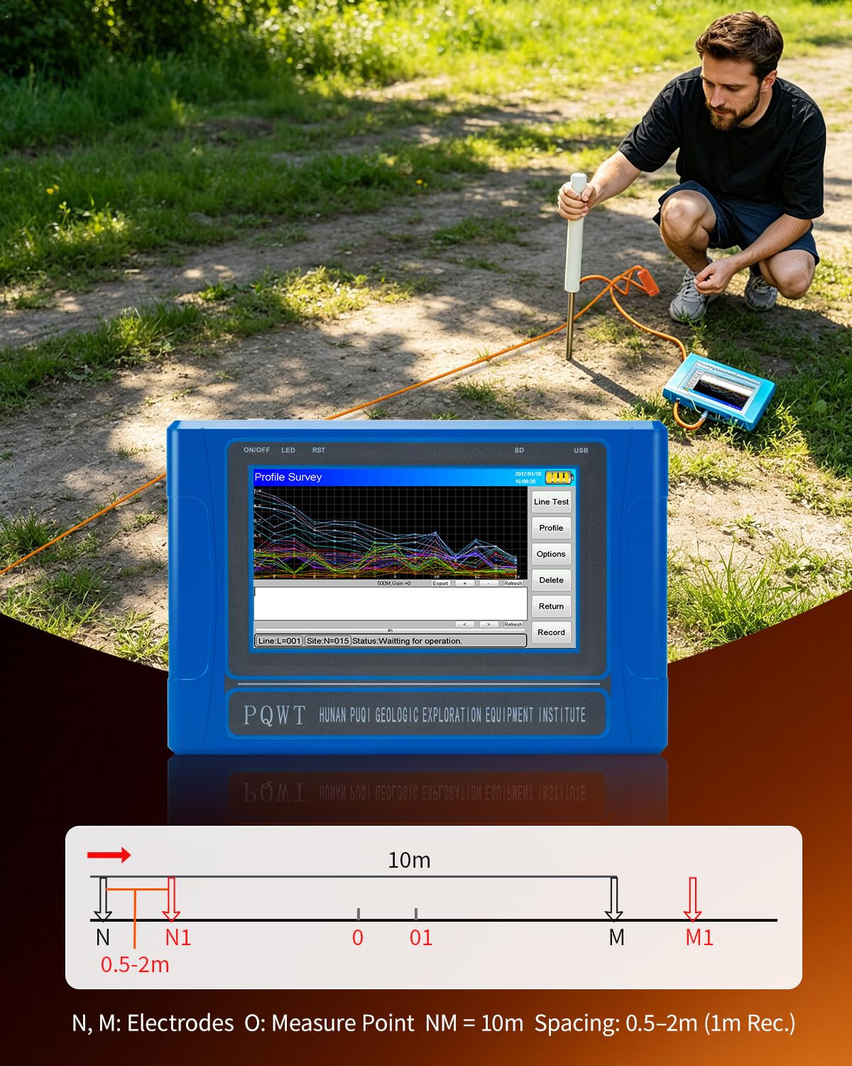 Rilevatore d'acqua sotterraneo per pozzo profondità 150 m - TC150