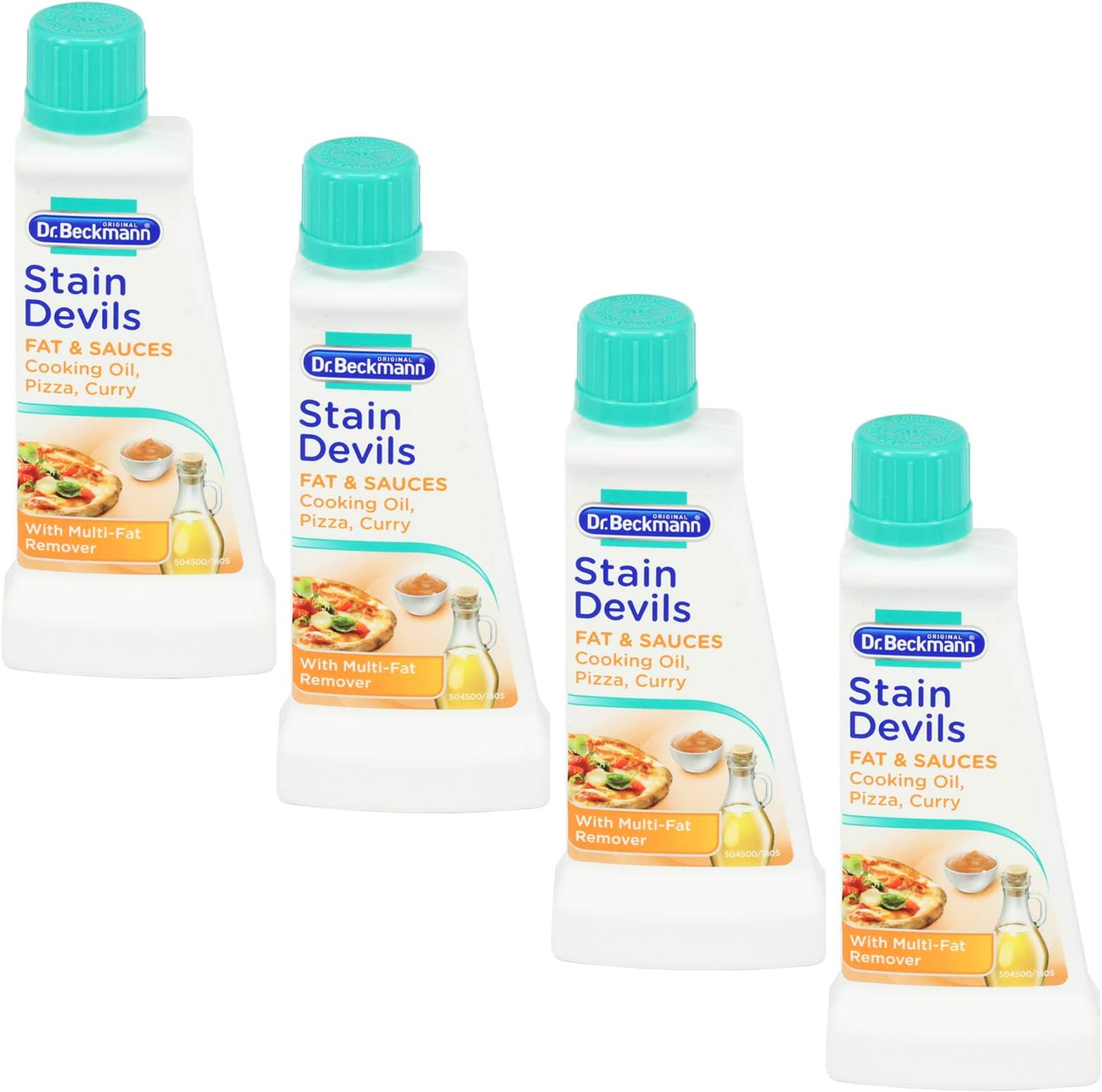 Dr Beckmann Stain Devils Fat & Sauces Cooking Oil, Pizza & Curry Stain Remover (4 x 50ml)
