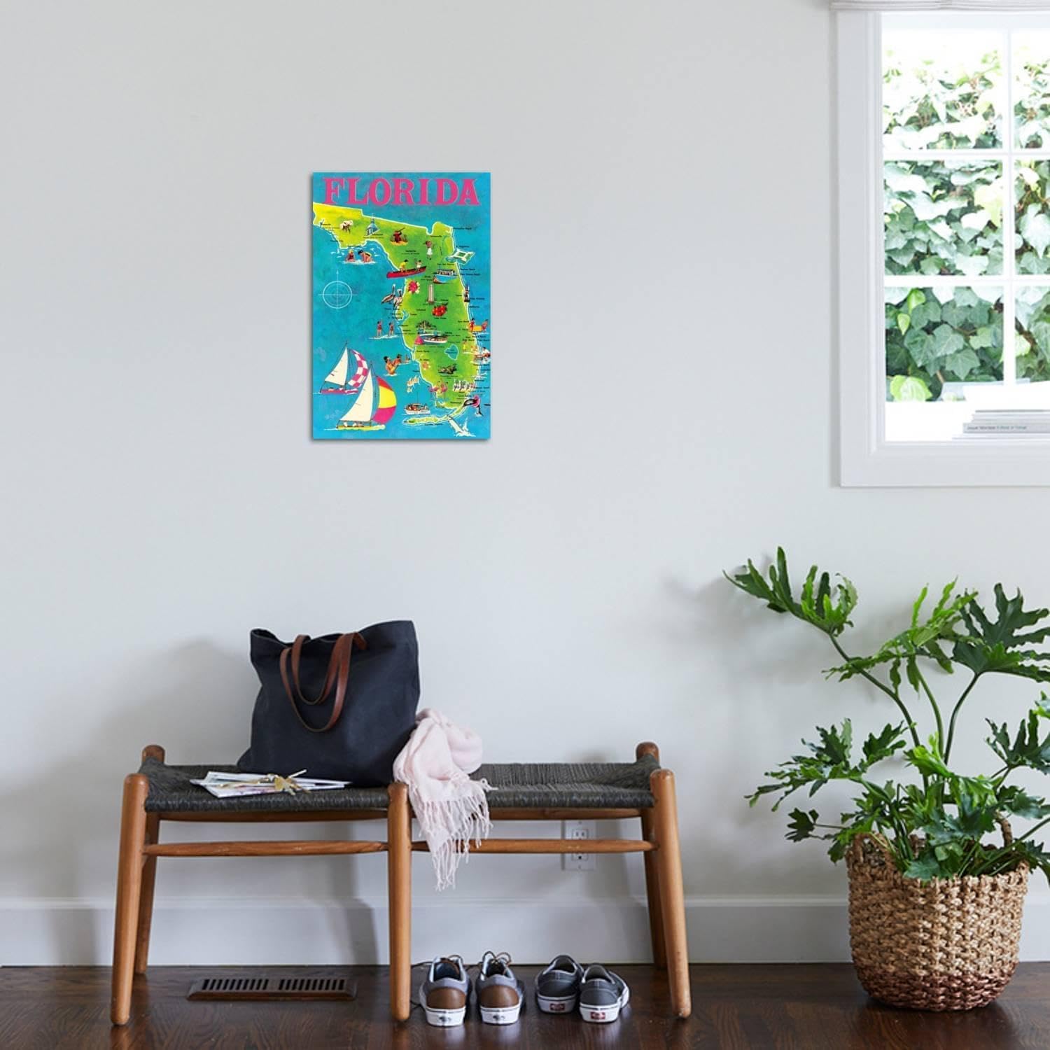 ART.COM Wall Art Print Map of Florida, 16" x 24"