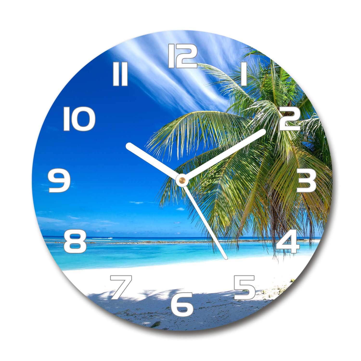 Horloge en verre salon design Tulup grand format décor plage tropicale