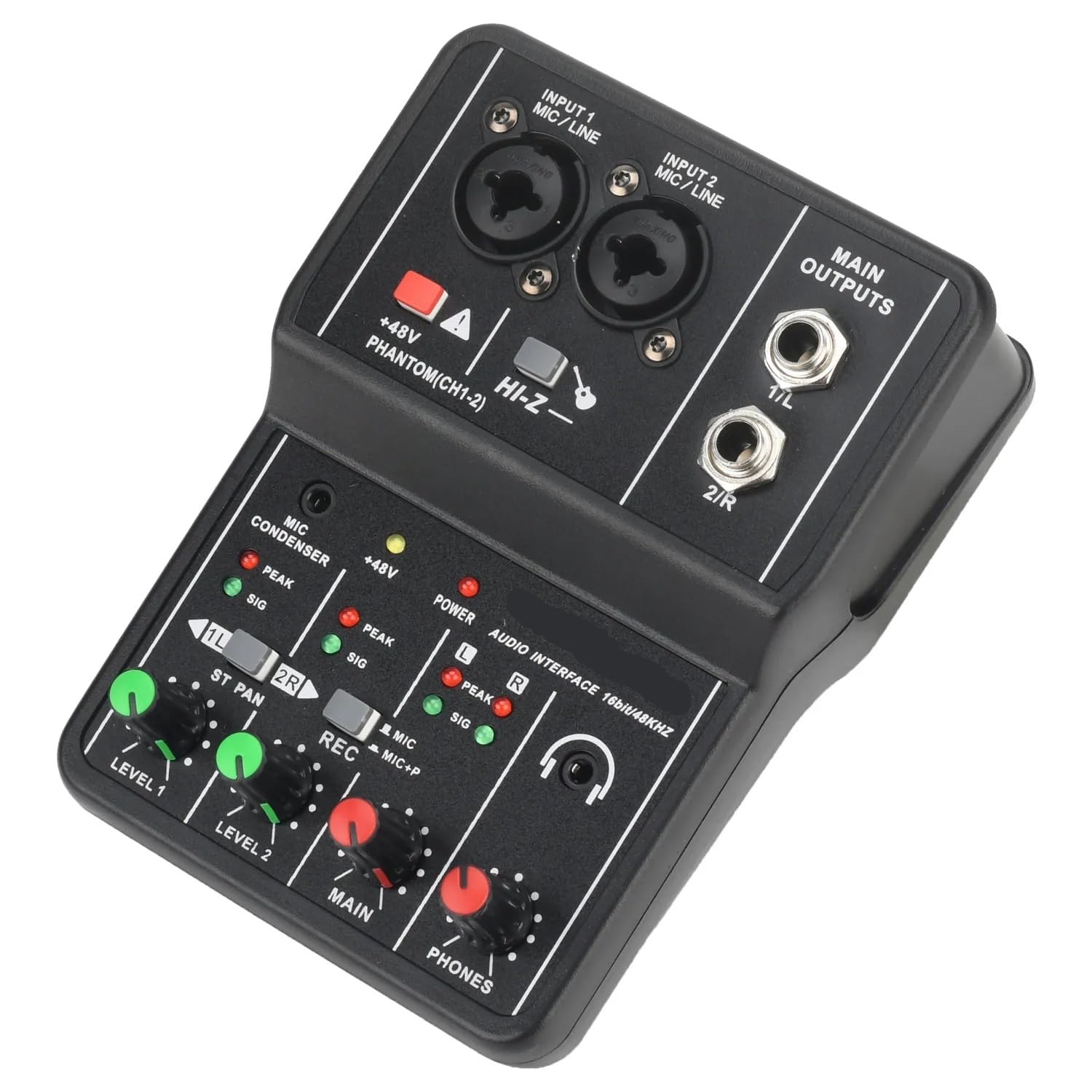 Interfaz portátil Consola de sonido profesional Grabación y arreglo de 2 canales Tarjeta de sonido USB