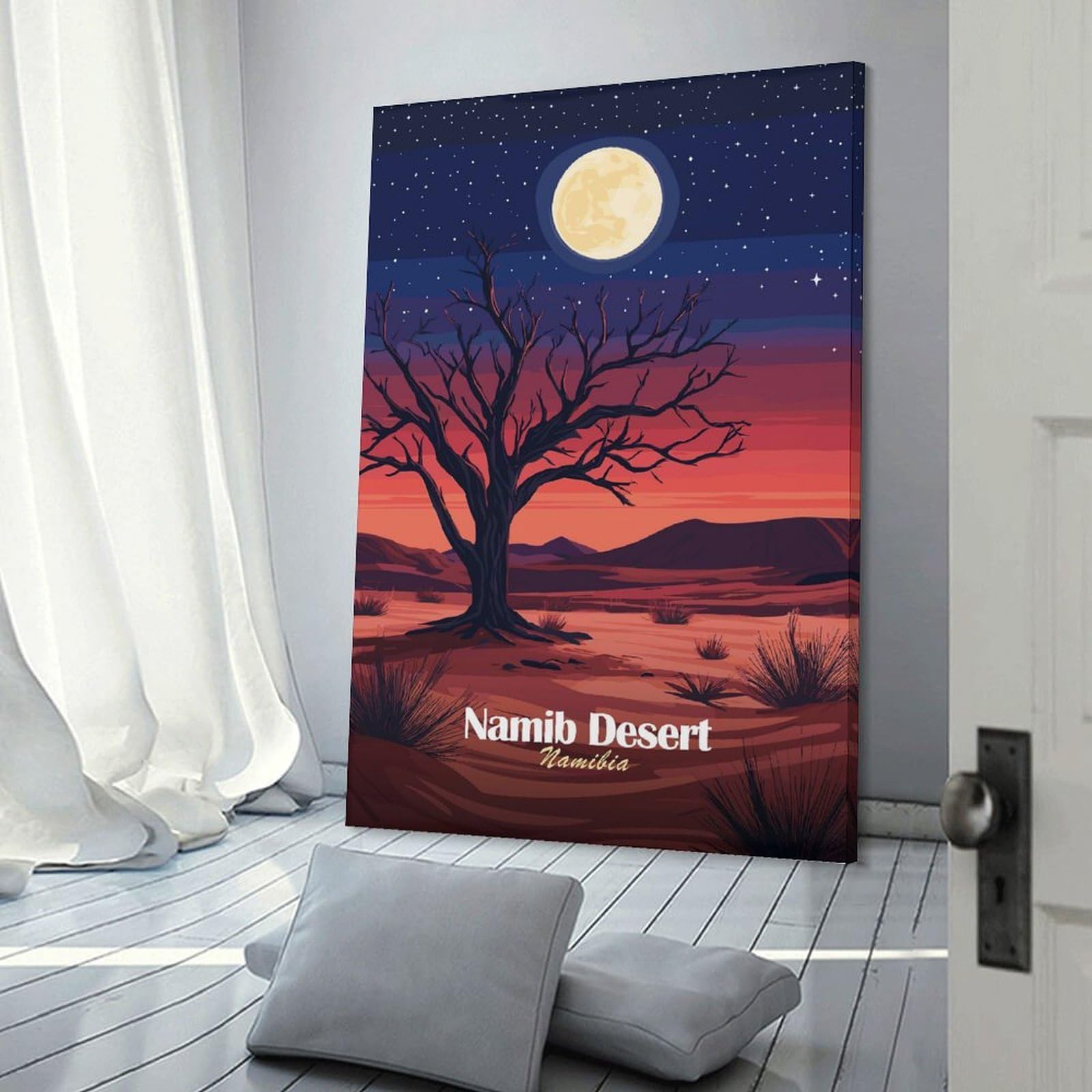 Junmoney Namib Desert Night Hanging Wall Art 12x18inch(30x45cm), for Small Homes, Bedrooms Or Open Spaces, An Easy Choice for New Home Styling