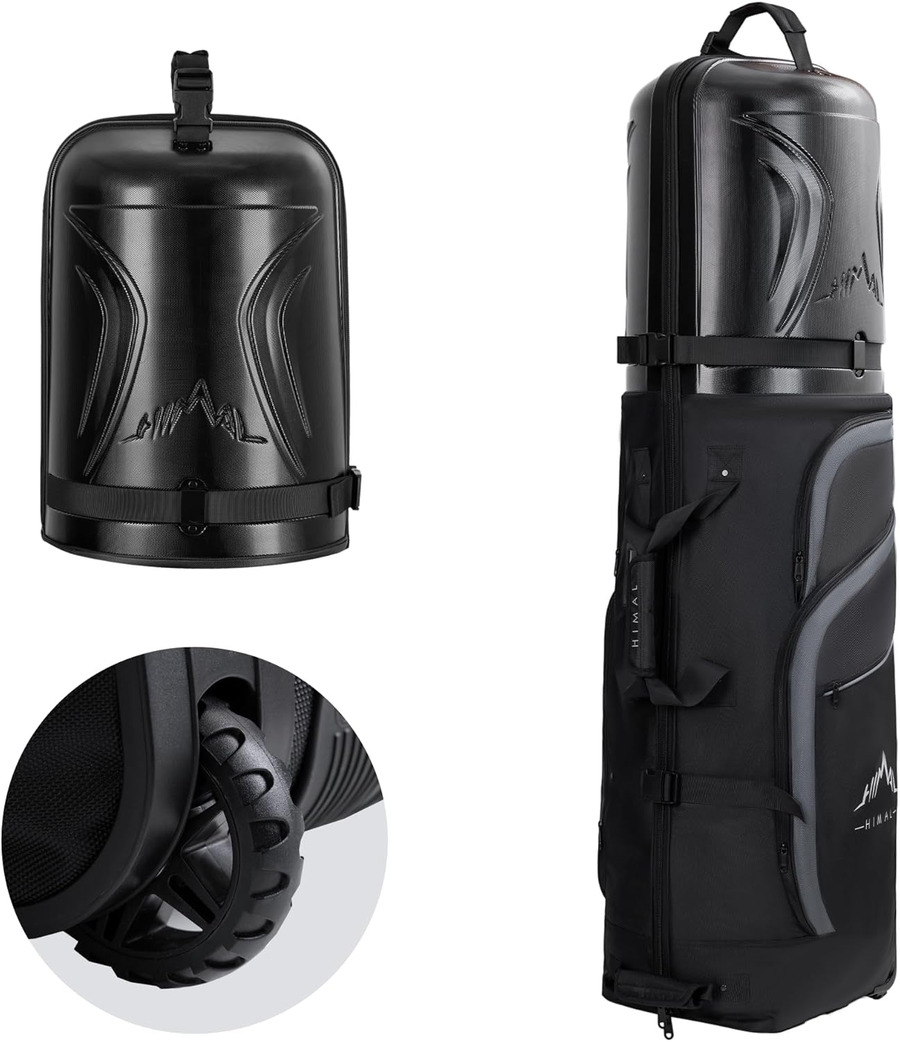 Golf Travel Bag with PC Hard Case Top, 1680D Heavy Duty Oxford Fabric Golf clubs Travel Bags for Airlines with Wheels, Wear-Resistant, Foldable