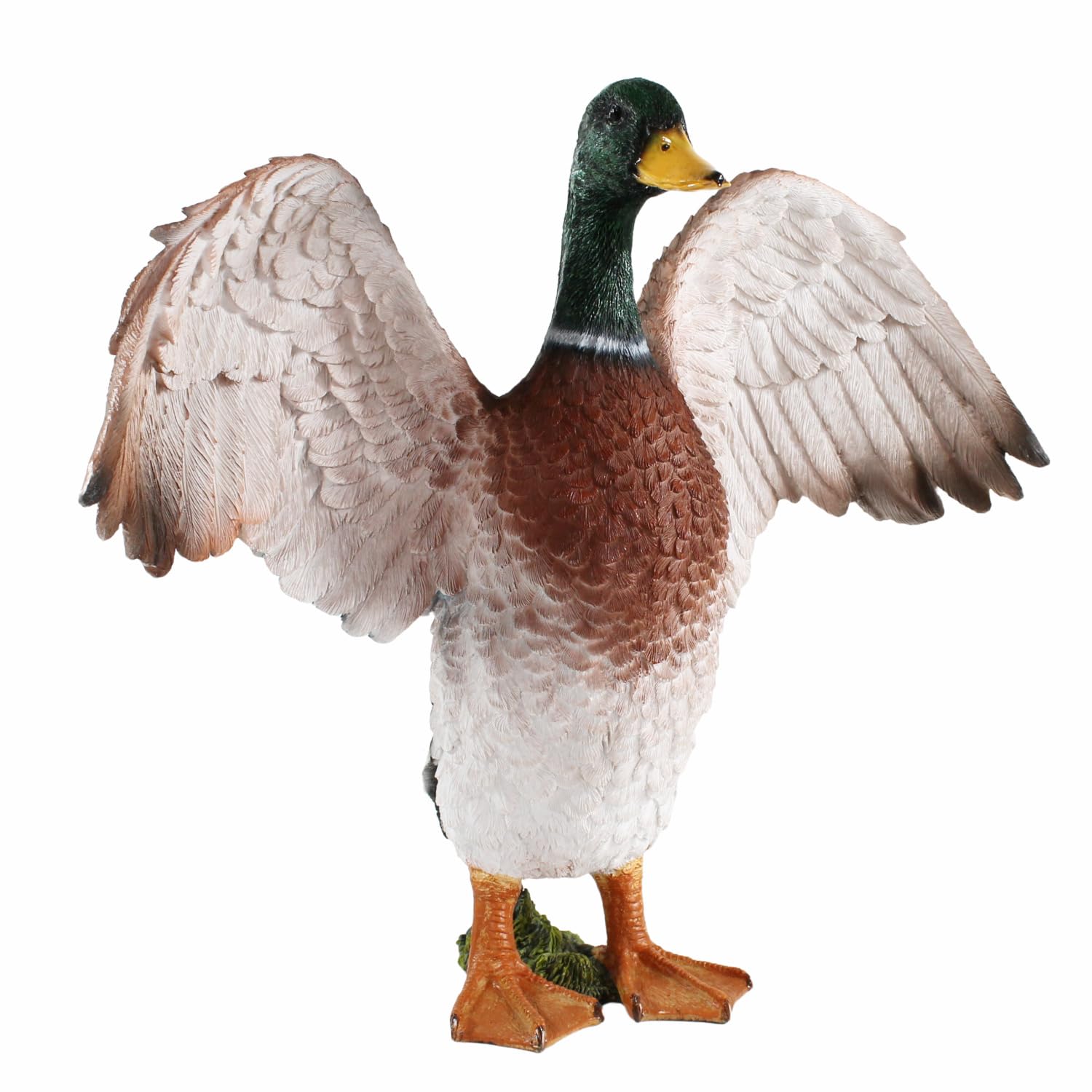 colourliving Enten Figur XL Deko Ente Groß, lebensecht und handbemalt, mit geöffneten Flügeln Deko Enten für den Garten oder Gartenteich