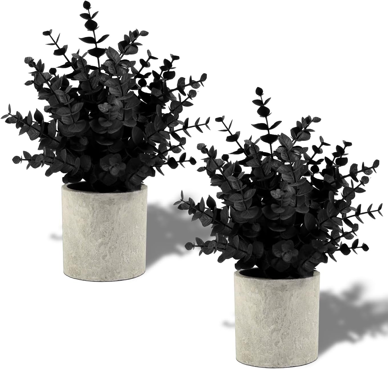 Coferset 2 Pack Black Fake Eucalyptus Small Fake Plants Potted Artificial Pla...