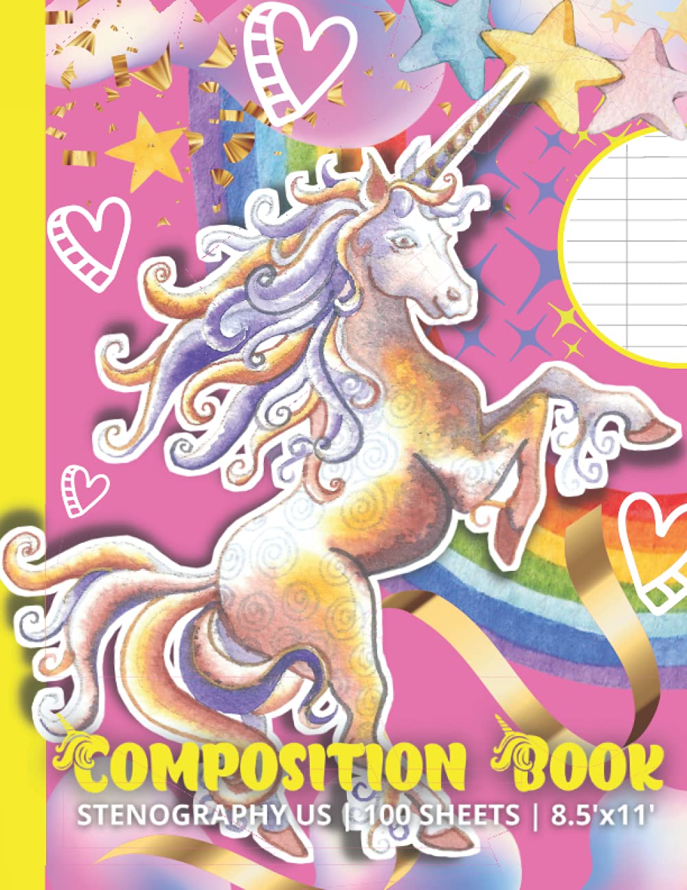 Composition Book: CUTE UNICORN STENO PAD | US GREGG SHORTHAND STENOGRAPHY Paper | XL 8.5 x 11 (Large Size) | 100 Page High Quality Sheets | Ideal for ... Journalist, Student (French Edition)