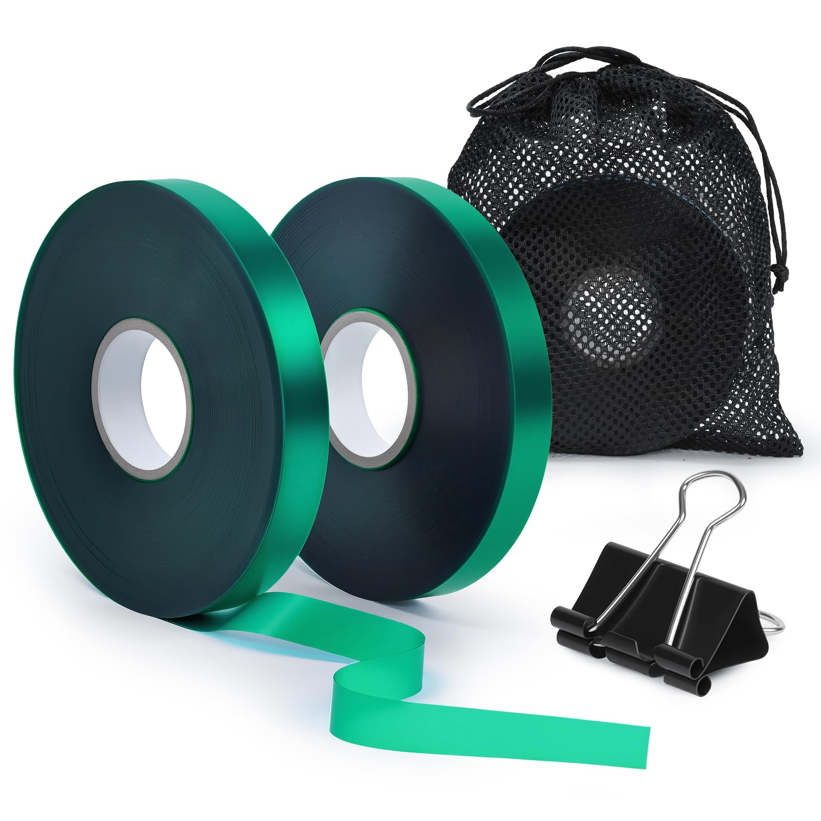 Photo 1 of Plant Tie Tape 0.5" × 197 ft – Non-Adhesive Stretch PVC, Cut-to-Length, Weather-Resistant & Reusable Garden Tape for Vines, Tomatoes & Trees, Includes Binder Clip & Mesh Bag