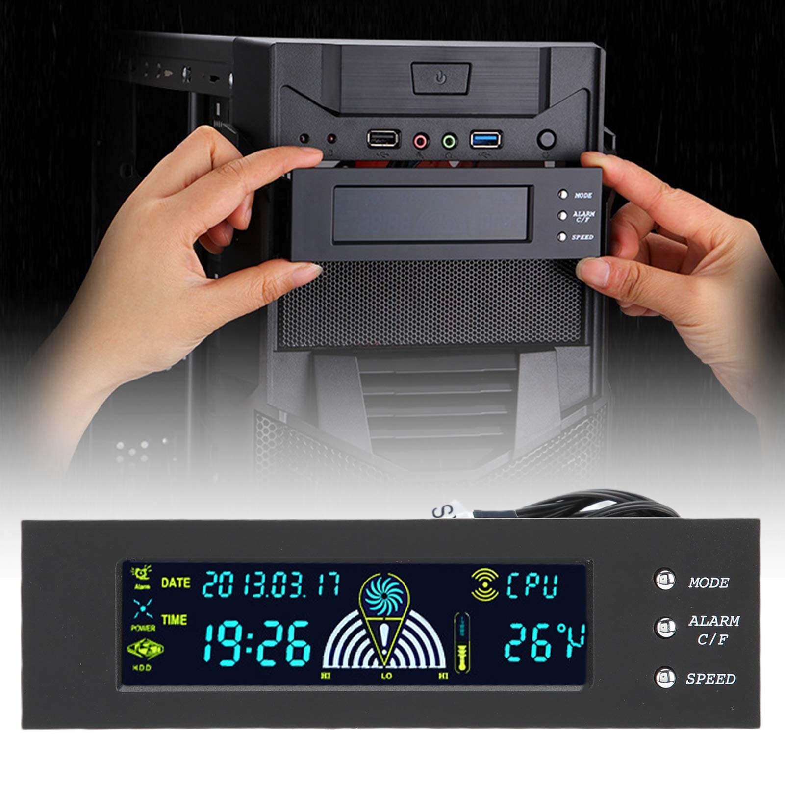 di Controllo della Temperatura Regolabile con Regolatore di velocità a 3 Ventole per Appassionati Pannello Frontale Display LCD da 5,25 Pollici