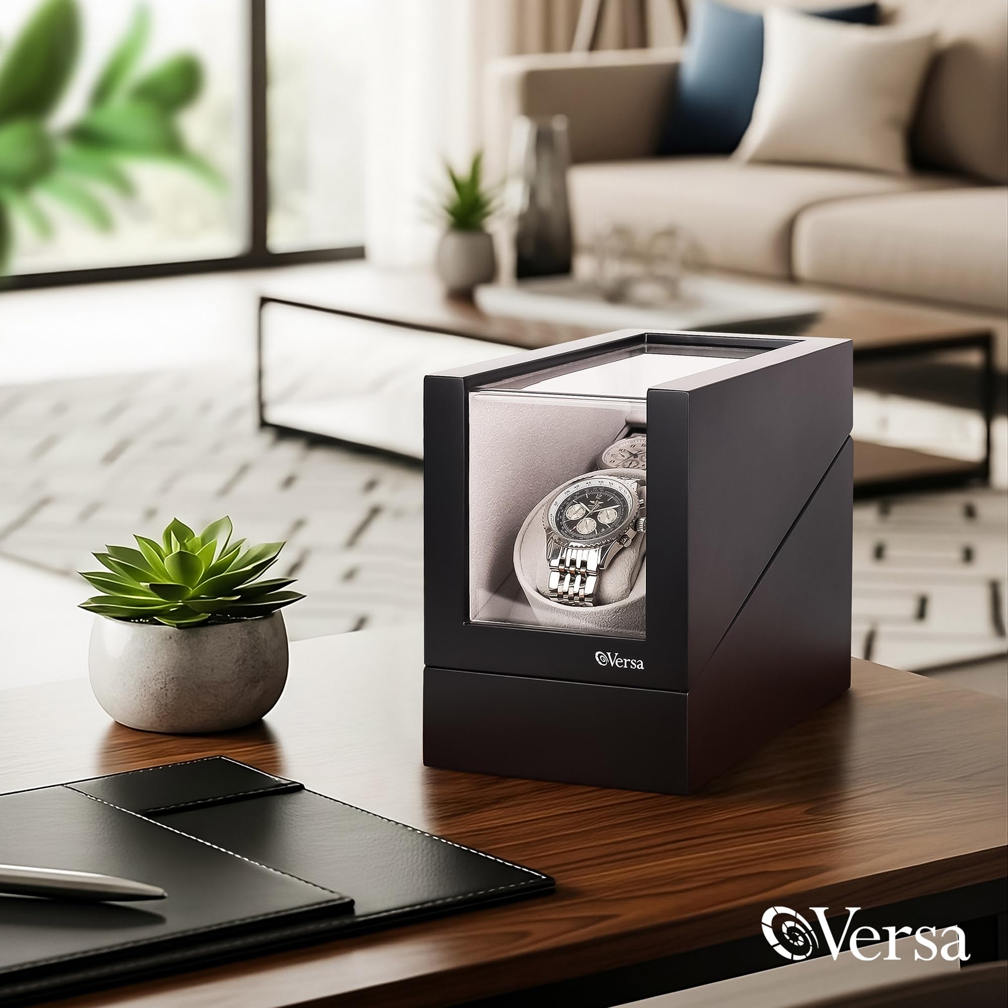 Versa Einzelner Uhrenbeweger Automatischer Uhrenbeweger für Automatikuhren Uhrenbeweger mit Aufbewahrung Kompatibel mit Rolex