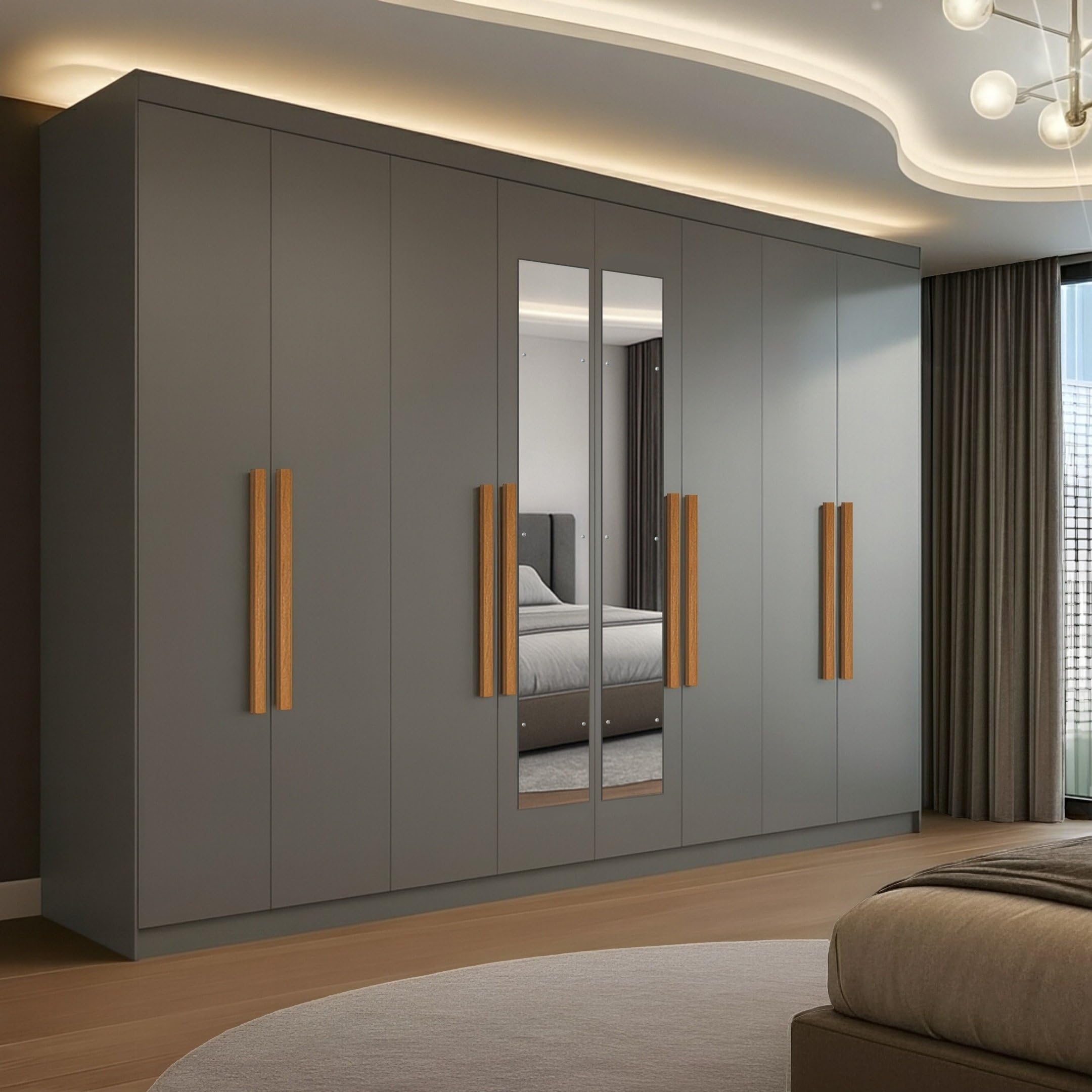 Guarda-roupa Casal com Espelho 8 Portas 4 Gavetas Paris Onix
