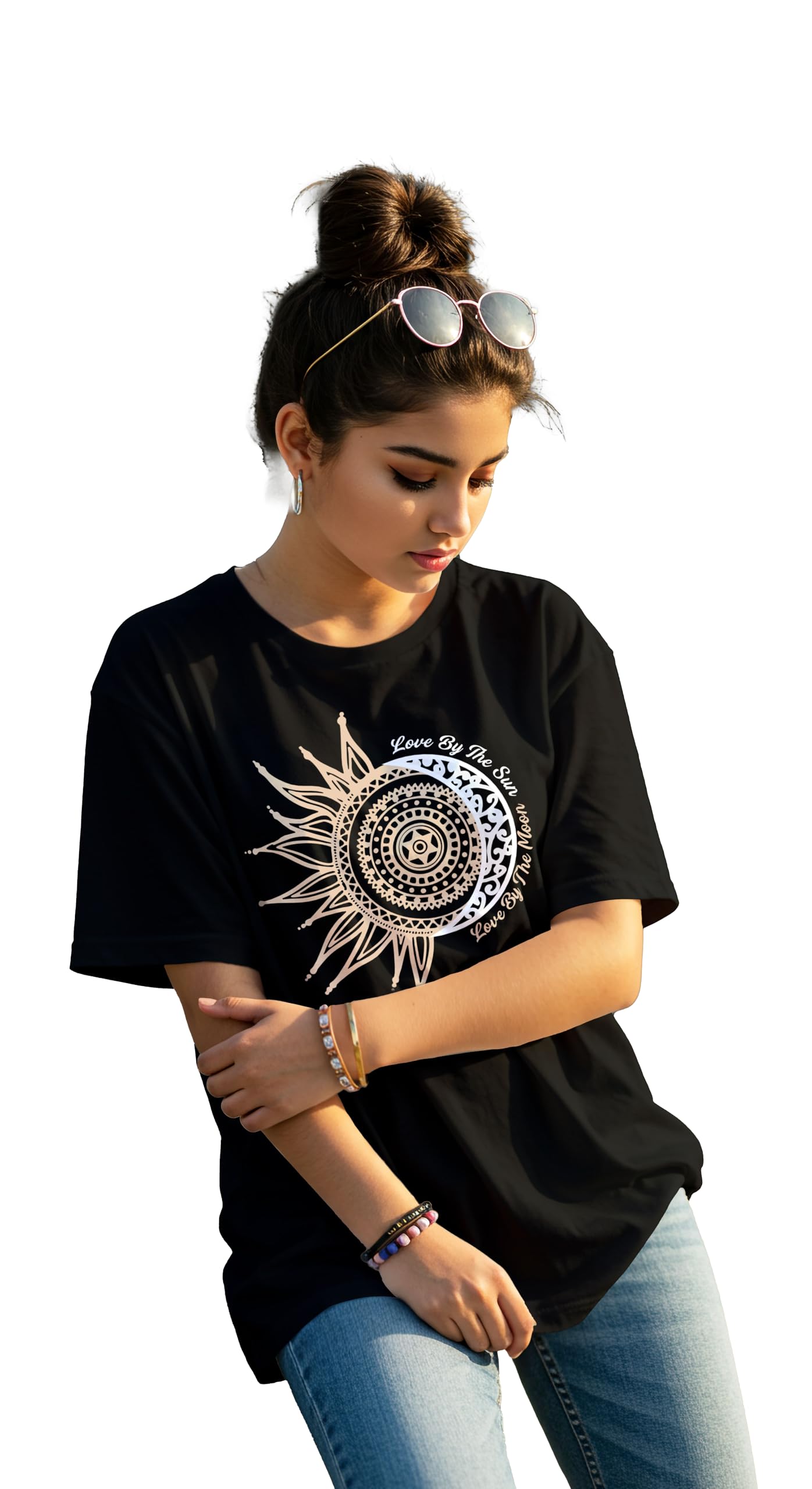 dagcros Girls Oversized Printed T-Shirt – Stylish Cotton Graphic Tee Loose Fit Round Neck Half Sleeve Comfortable Wear for Women & Girls-picture-34