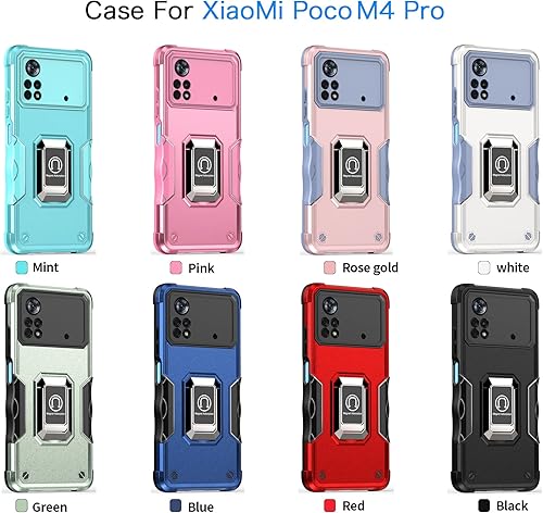 Miniatura 9 de Compatible con Xiaomi Poco M4 Pro 5G, Armor Bumper Case para Xiaomi Poco M4 Pro 5G con soporte incorporado a prueba de golpes híbrido resistente