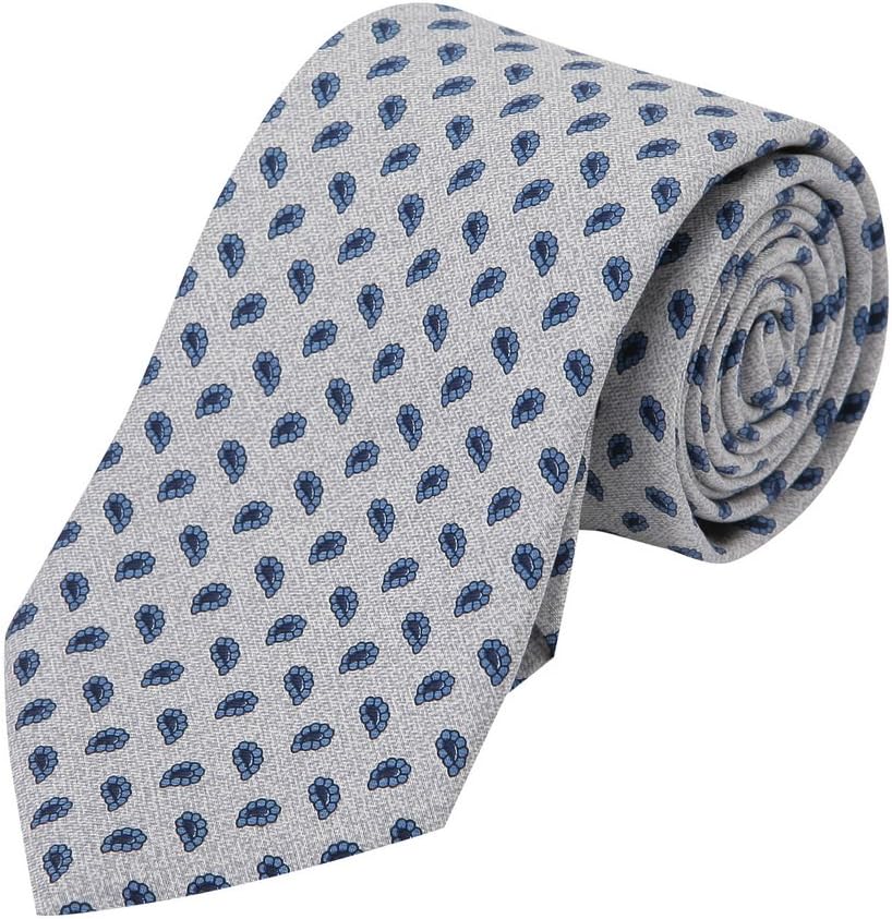 Men's Basic Grey Dot Pattern Silk Wool Tie