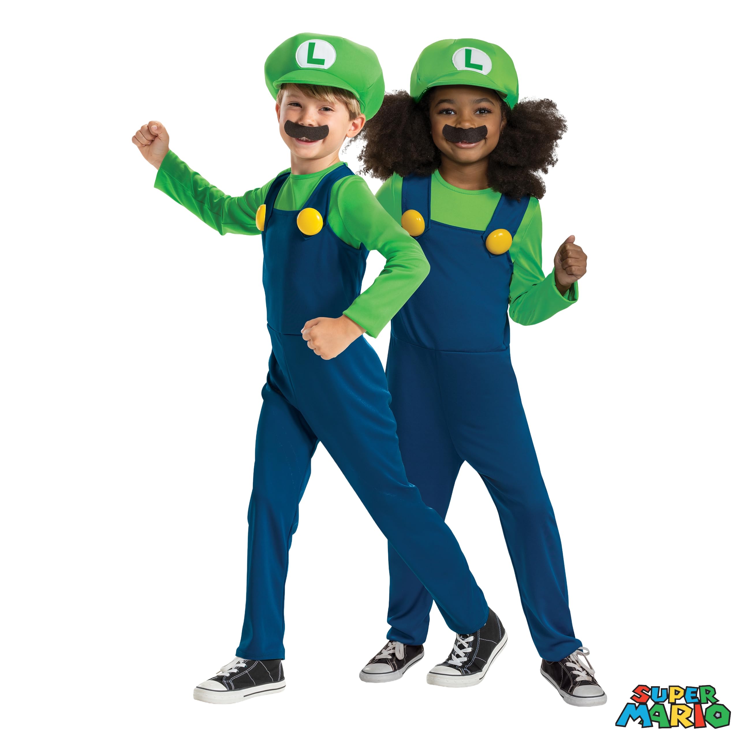 Disfraz Infantil de Luigi de Super Mario Bros, Licencia Oficial de Disguise, Ajuste Cómodo y Diseño Detallado, Para edades de 7 a 8 años, 4 a 6 años, 3 a 4 años