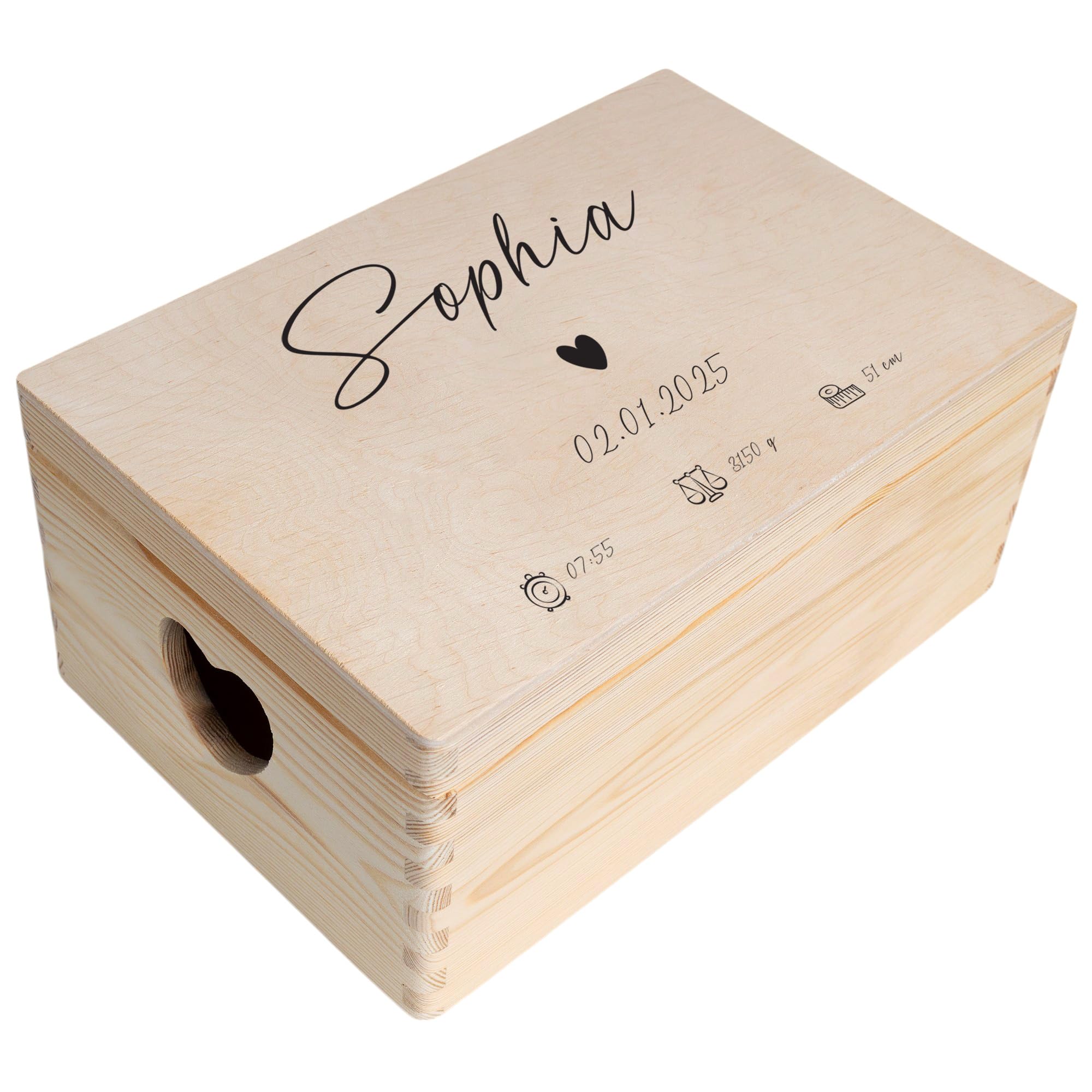 Creative Deco Personalised Baby Memory Box - Heart | Custom Keepsake Boxes
