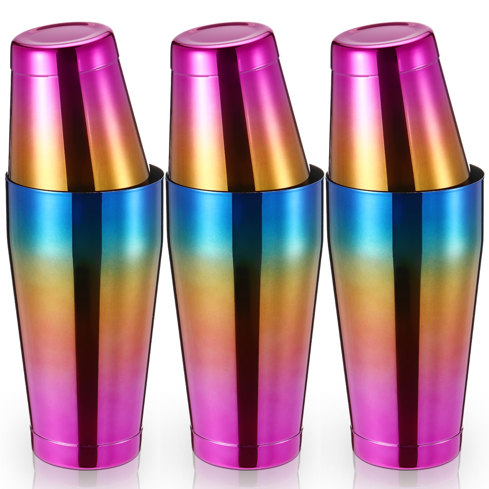 Sabary 6 Pcs Shakers Bartending Boston Cocktail Shaker, Gradient Color