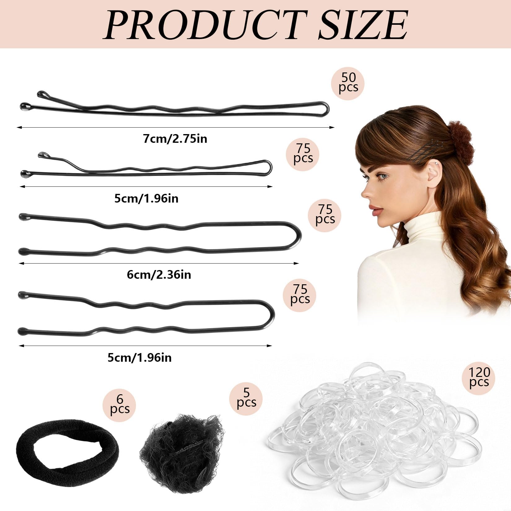 Horquillas Pelo Mujer, 406 Pcs Horquillas Metal para el Cabello con Elástico
