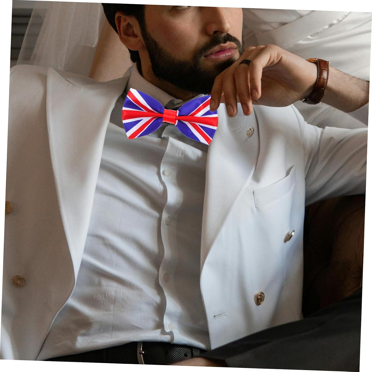 Uk Flag Printed Bow Tie Men's Fashion Suit Tie Novelty Bowknot Men's Neckwear Cravat