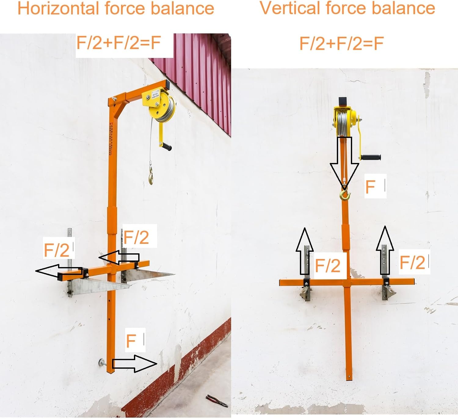 Generic 50FT Air Conditioner Outside Installation Lifting Tool, Stainless Steel Crane Bracket, Air Conditioner Lifting Crane, Hand Winch for Home, Office, Orange