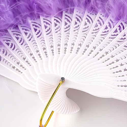 Miniatura 3 de BABEYOND Abanico de plumas de Marabou, estilo vintage de los años 20, ventilador de mano para disfraces, espectáculos de baile, fiesta de té,