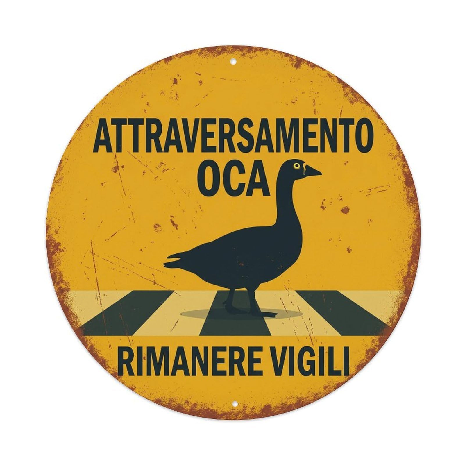 Goose Crossing Rimanere Vigili Shabby Metal Tin Sign