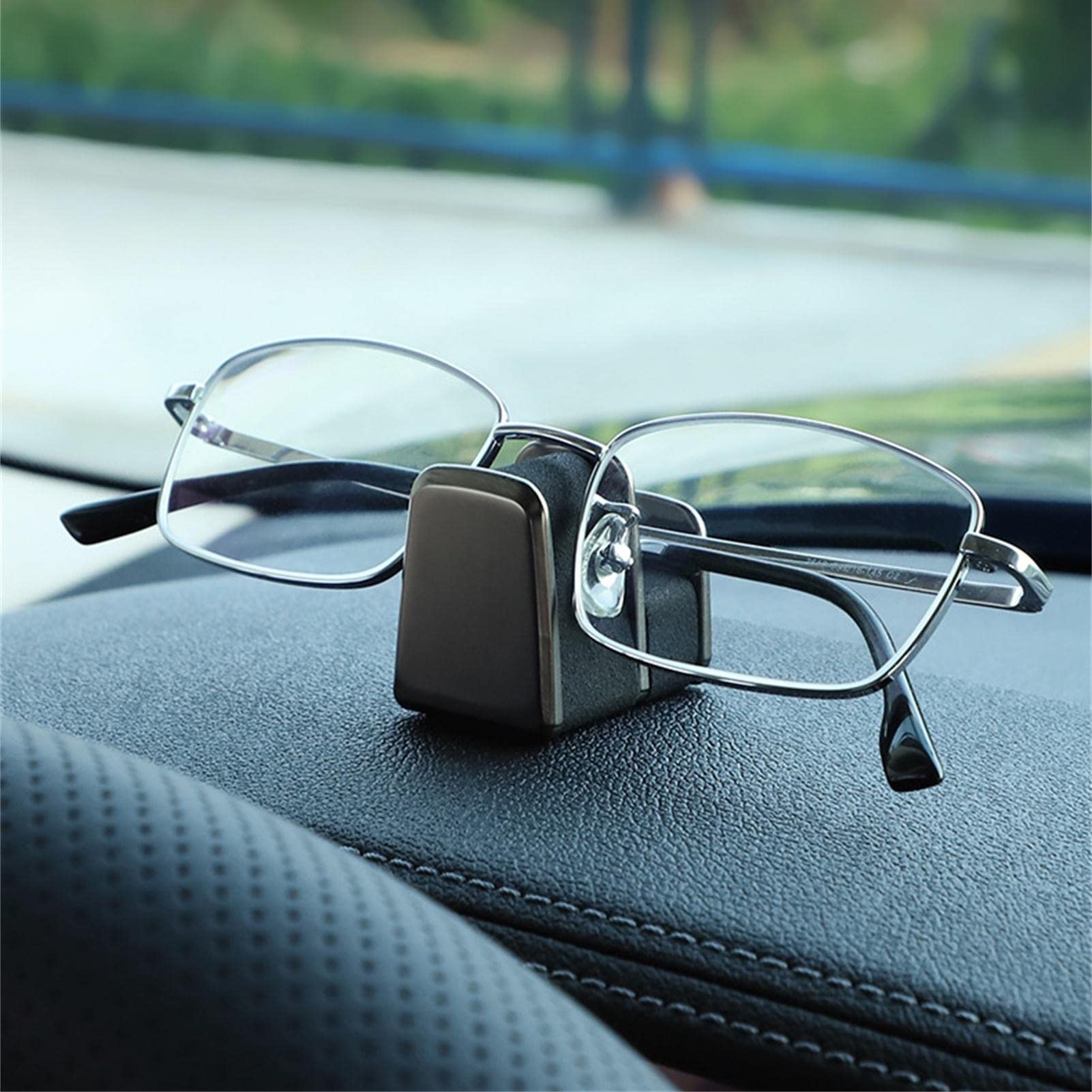 Support De Lunettes Pour Tableau De Bord Voiture - En Alliage Et Cuir, Compact, Adhésif Fort - 14