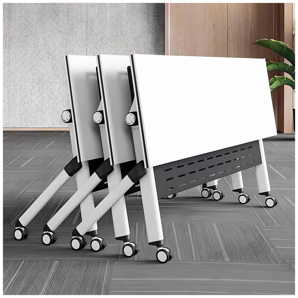 Tavolo da riunione pieghevole con ruote bloccabili, scrivania mobile compatta per seminari, 8 pezzi, 120 x 40 x 75 cm, design versatile collegabile per ufficio ed eventi
