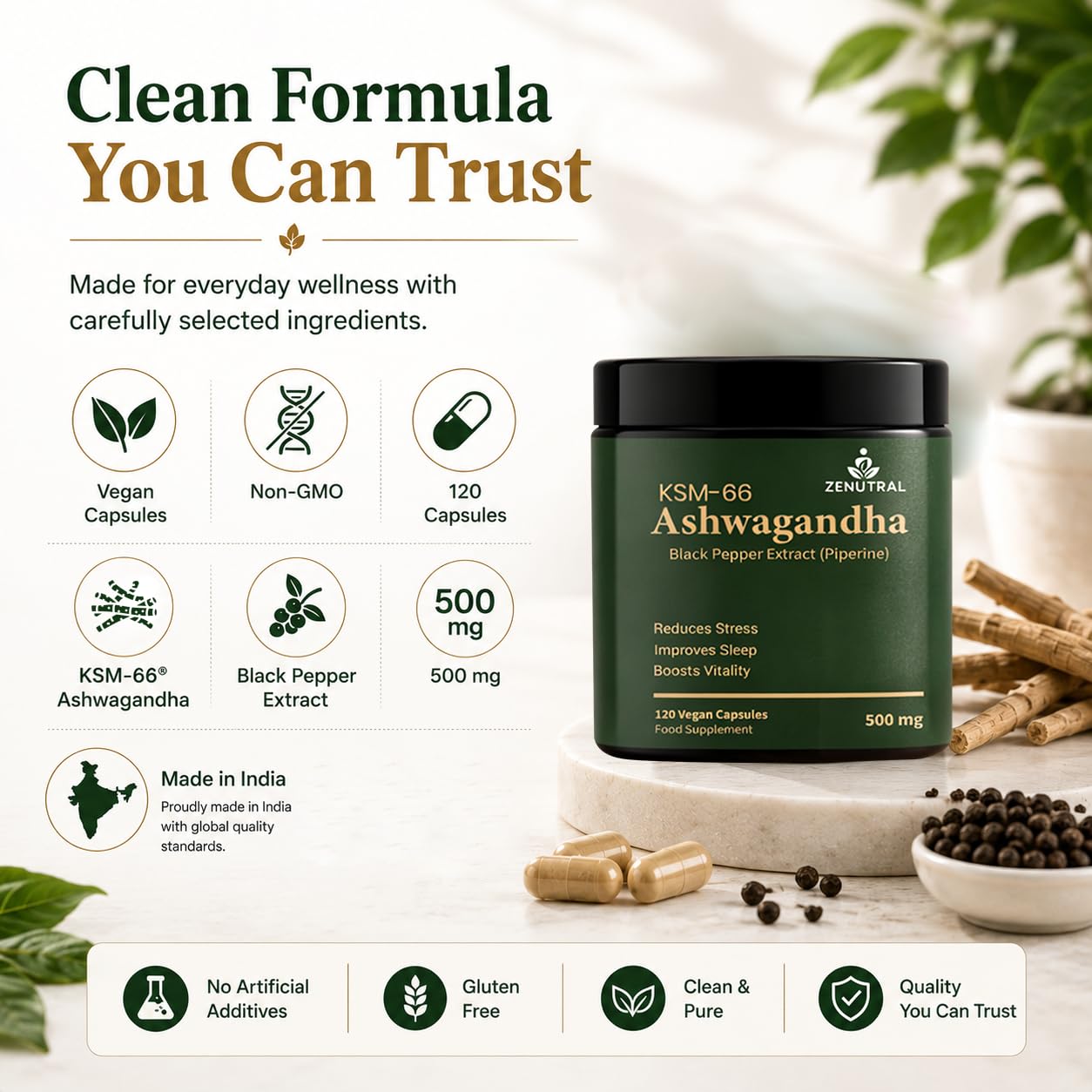 Ashwagandha KSM 66 with Black Pepper Extract - 120 Capsules — Amazon image 7