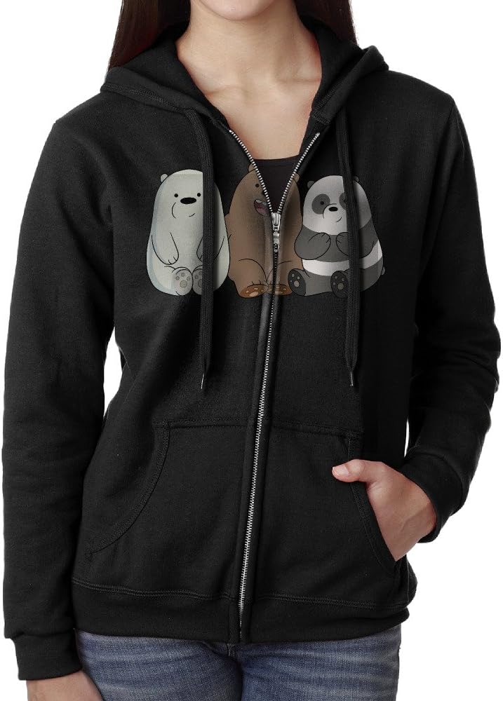 We Bare Bears Ice Bear,Grizzly And Panda Women's Slim Cotton Zip Sweatshirts