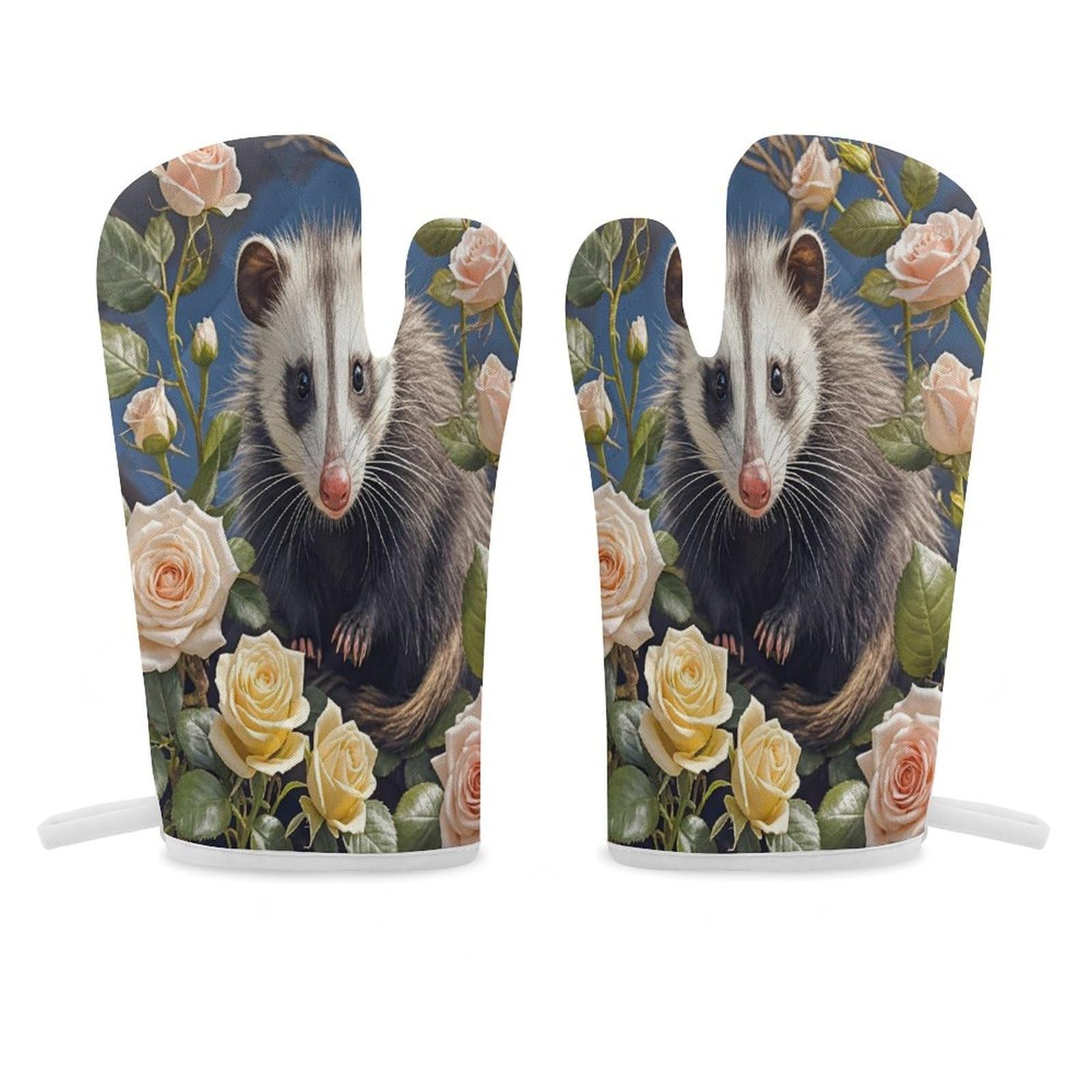 Guantes de cocina cómodos Opossum and Roses, manopla de horno para repostería diaria