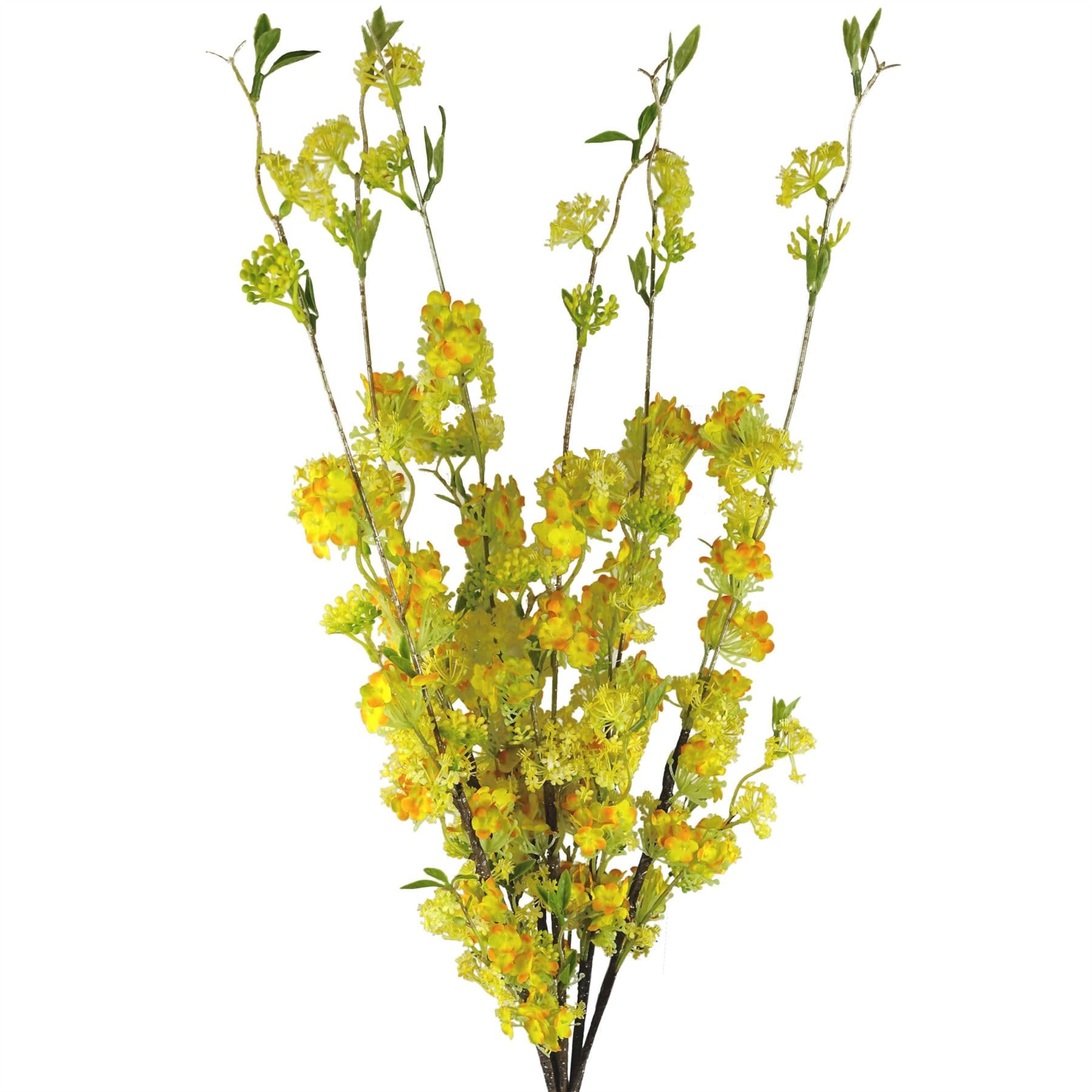 Artificial Blossom Tree Yellow Realistic Faux Indoor Home Office Decor