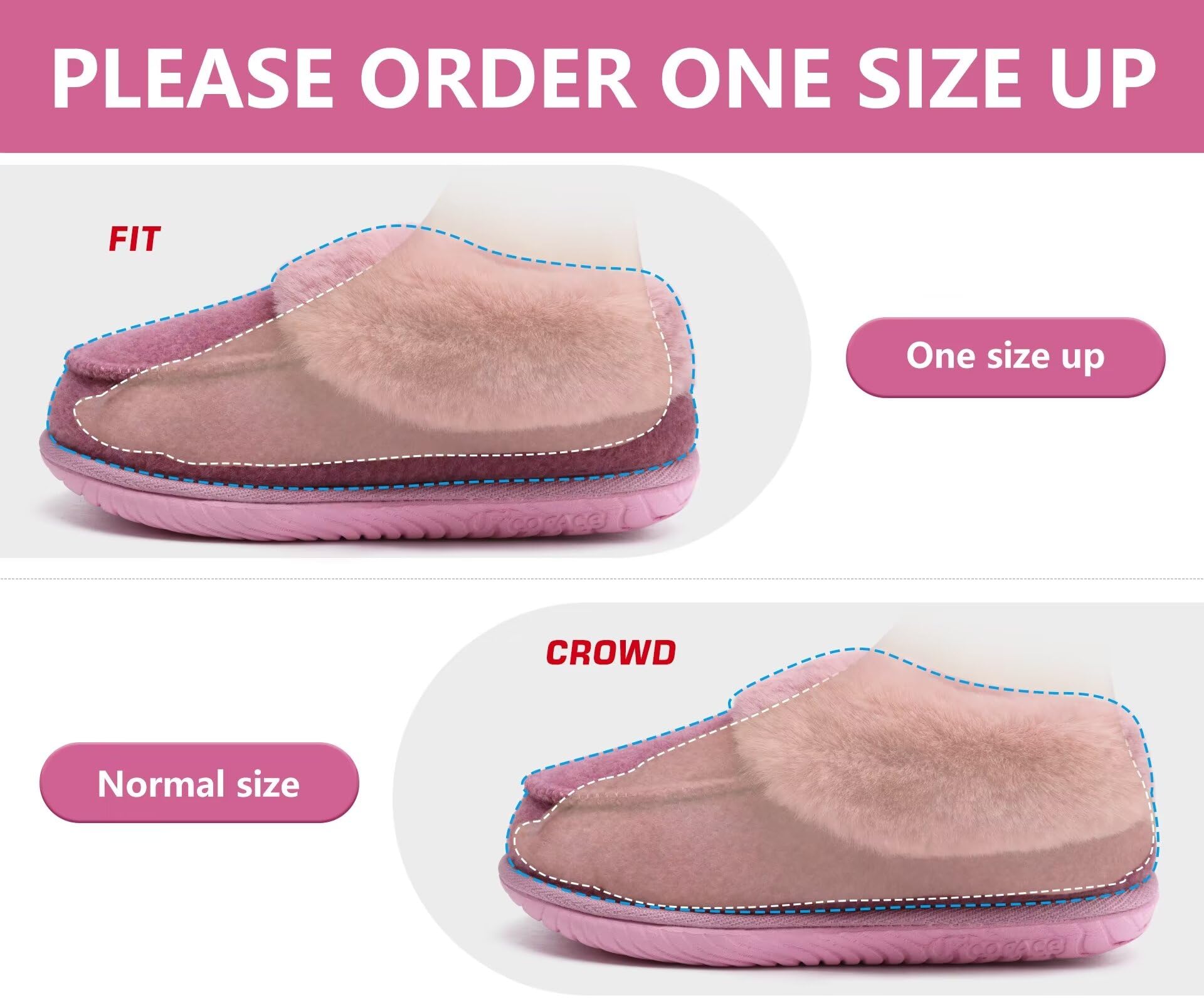 COFACE Pantofole Donna Invernali Peluche Pelle Pantofola Chiuse Calde Feltro Ciabatte da Casa Comode Memory Foam Slippers Antiscivolo Suola