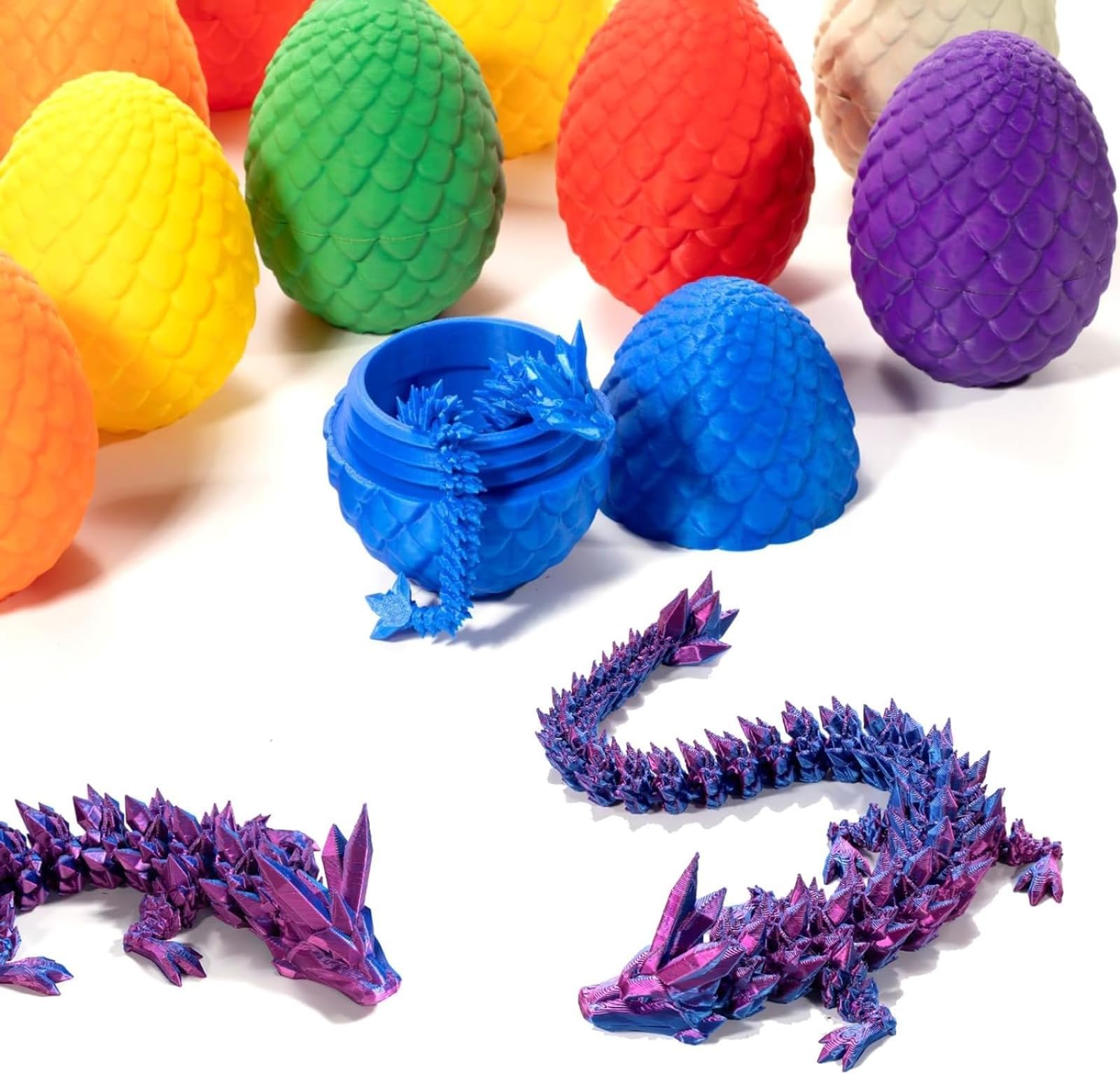 Set 2 Draghi Di Cristallo Stampati In 3D 15cm: Decorazioni Luminescenti Ghiaccio E Fuoco Per Collezionisti, Regalo Fantasy Per Pasqua E Natale