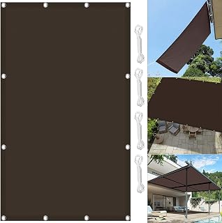 Toldo rectangular de 4 x 10 m, protección UV, 98 % para exteriores, para balcón, jardín, patio, color marrón, con ojales y lazos para una fácil instalación