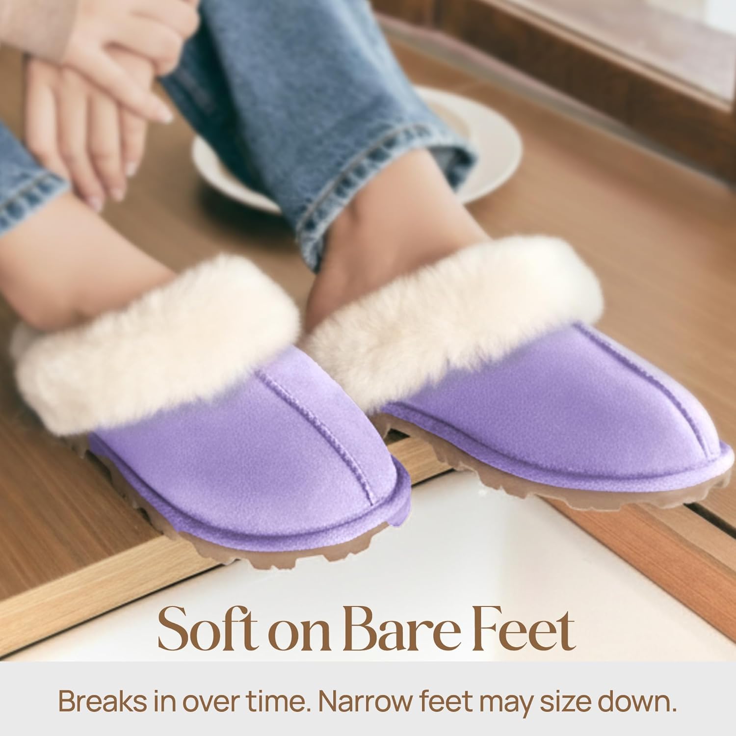 WaySoft Women's Genuine Australian Sheepskin Slippers, 18mm Wool Pile, Memory Foam, Durable Anti-Slip EVA Sole - Image 6