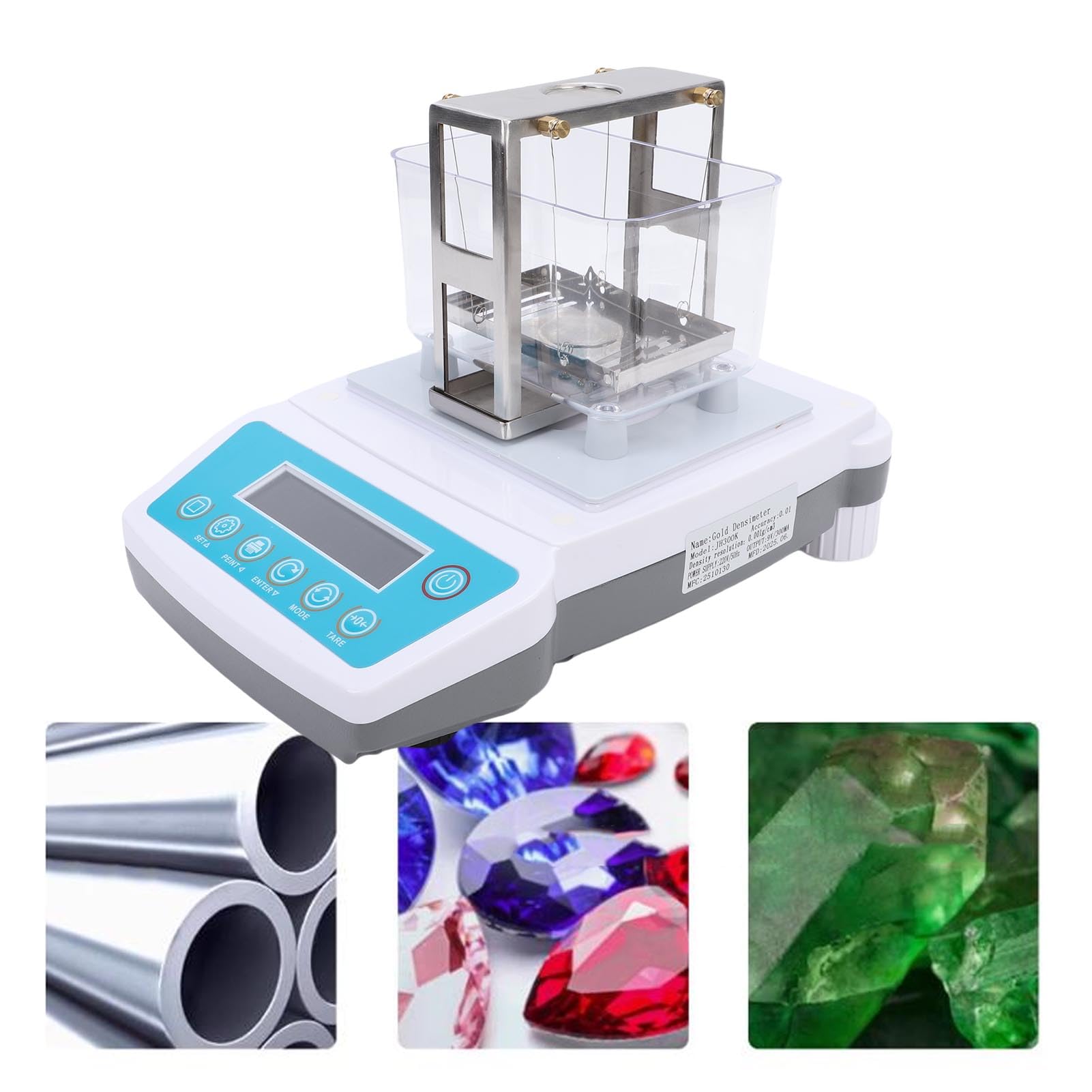 Kommerzielles Gold-Reinheitsgehalt-Detektor-Kit, Elektronisches Golddichte-Testgerät, Edelmetall-Testanalysator, für PT, Silber, Legierung, 300 G/0,01 G (EU-Stecker 220V)