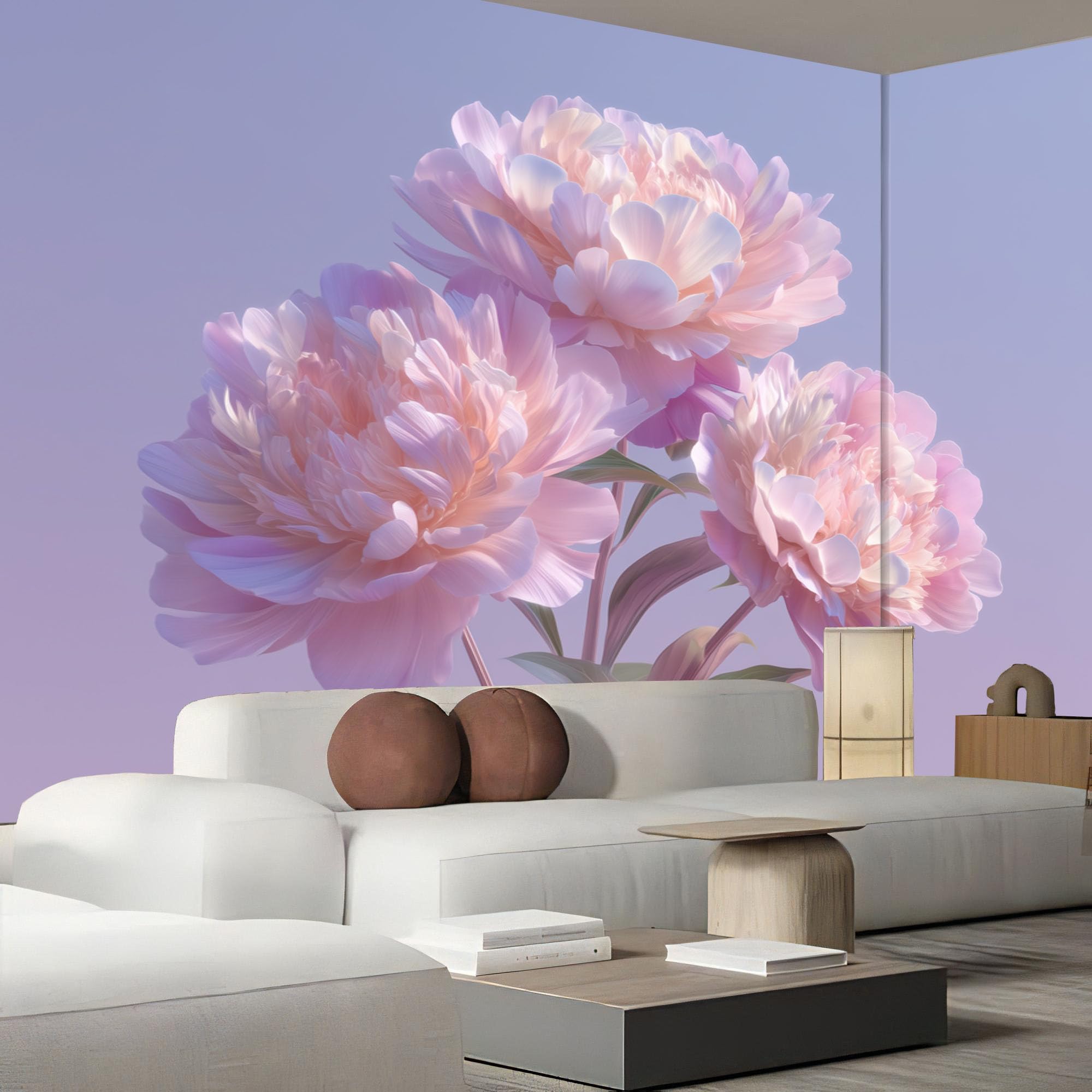 Papier Peint Panoramique En Soie Rose Blush - Pivoine Romantique - 300X210Cm - Revêtement Mural Décoration Plantes Simples Décoration Tapisserie Wallpaper Muraux Photo Salon Chambre