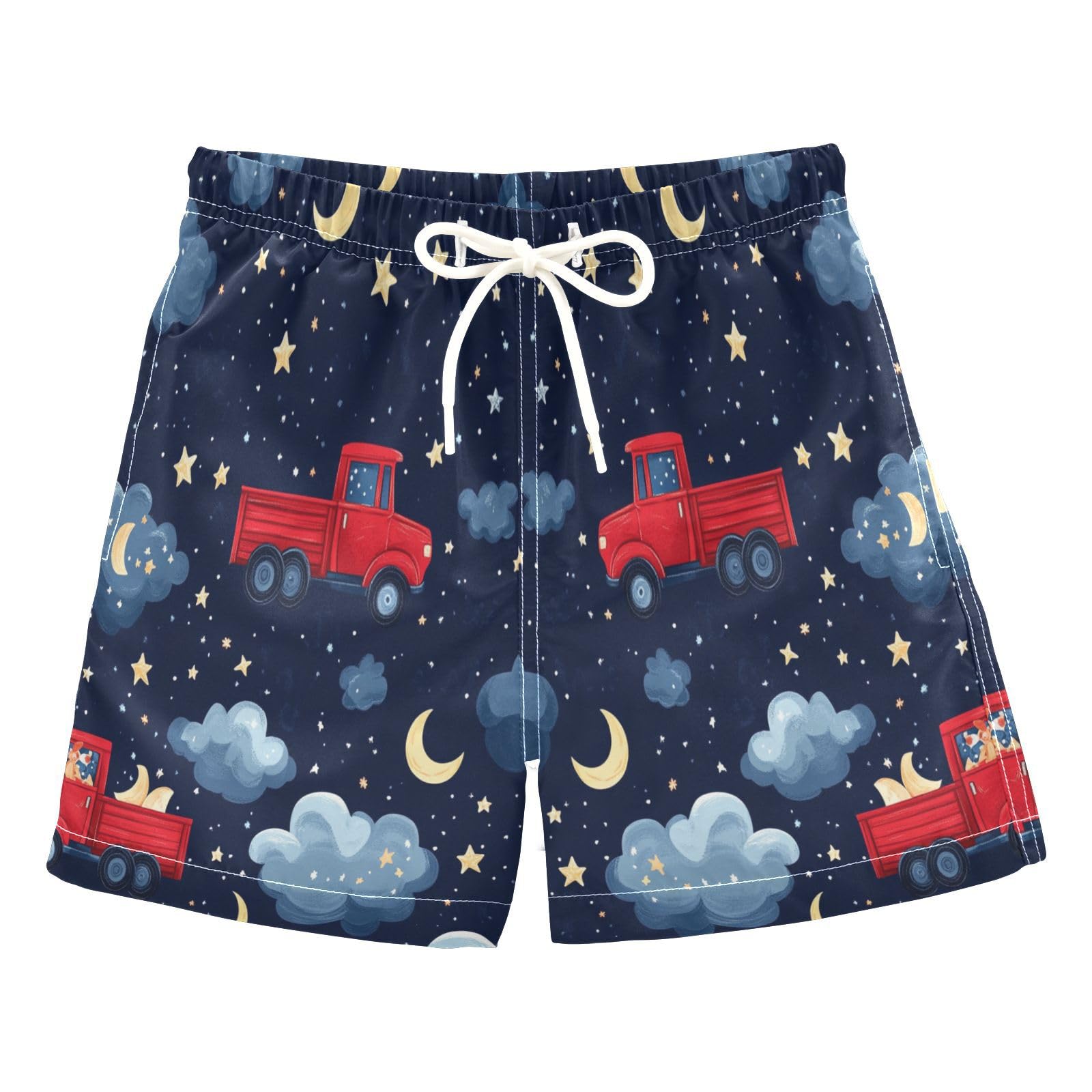 Jucciaco Boys Swim Trunk Quick Dry Beach Board Shorts Truck Car Star Night Swimwear for Kids