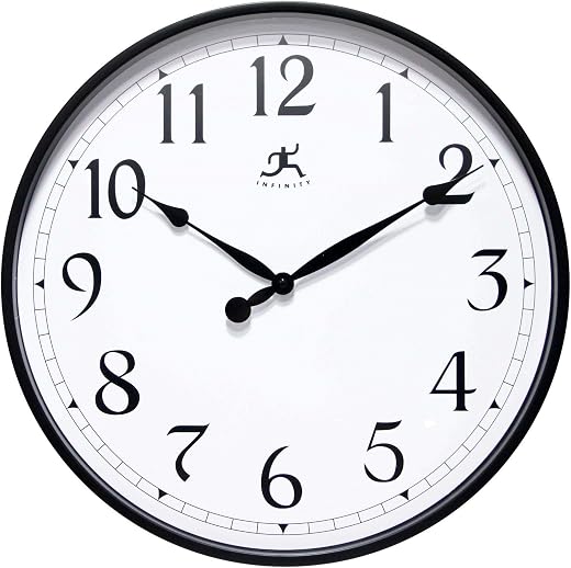 Infinity Instruments Officium 18 inch Plain Office Wall Clock Business Easy to Read Battery