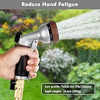 Vista 6 de RESTMO Boquilla de manguera de jardín, boquilla de manguera de agua de metal resistente con 7 patrones de pulverización ajustables, rociador de mano