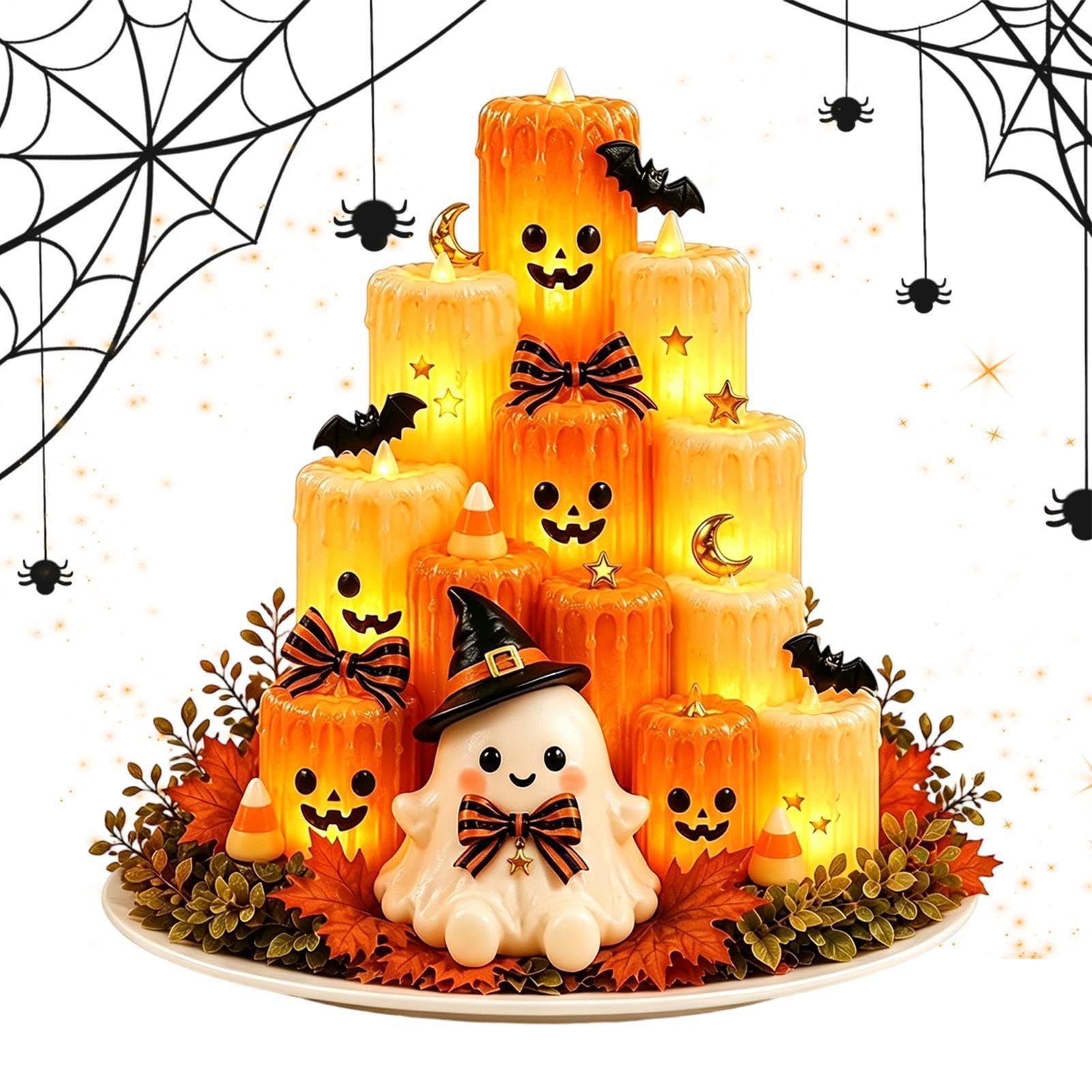 Electronic Pumpkin Candle Light Flameless LED Lamp Cute Centerpiece