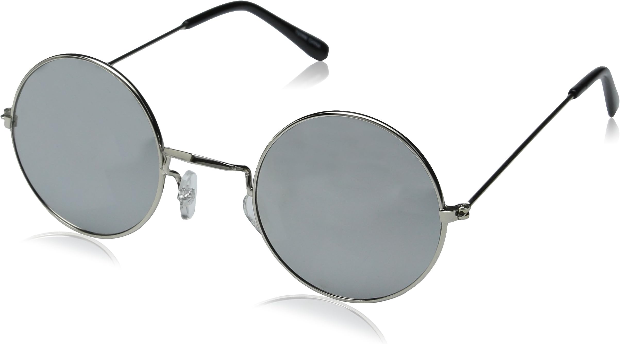 Silver Mirrored John Lennon Style Round Metal Sunglasses