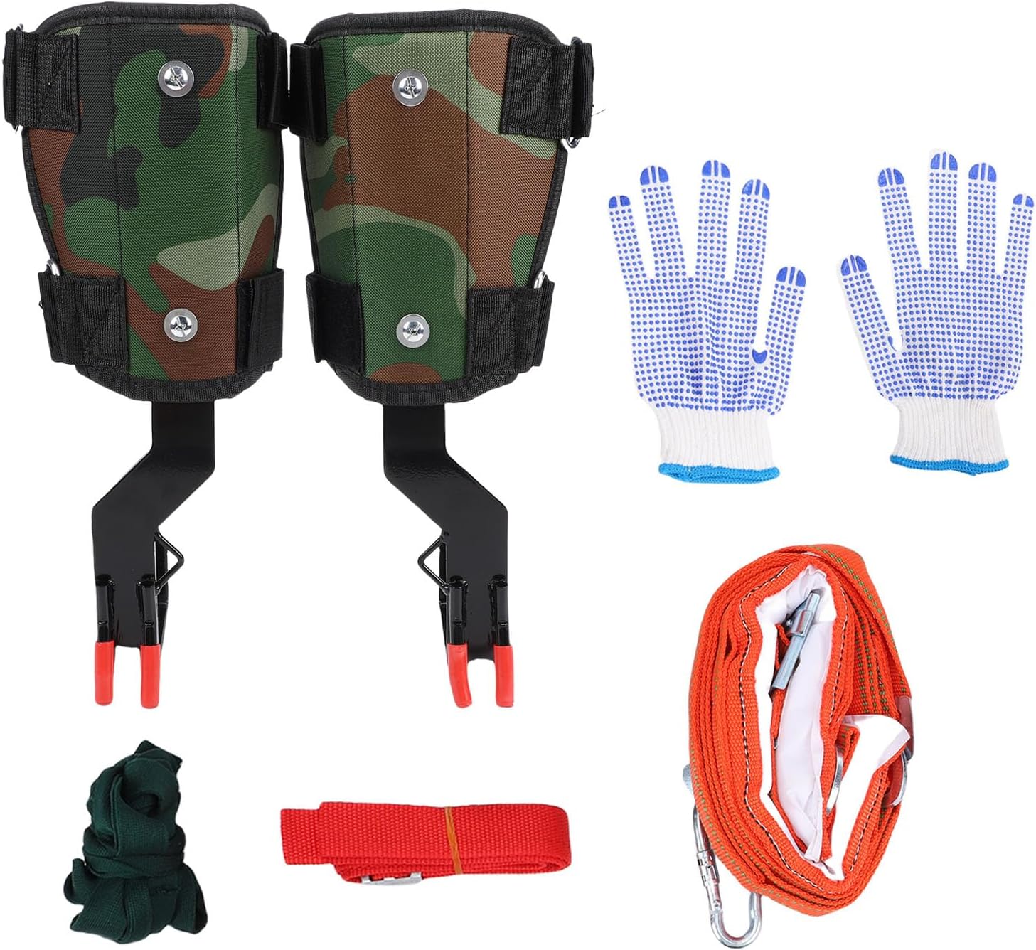 Kikumi Tree Climbing Spikes Set Anti-Slip Spurs Double Tooth Gear with Safety Belt for Tree Work, Trimming, Registration, Harvesting