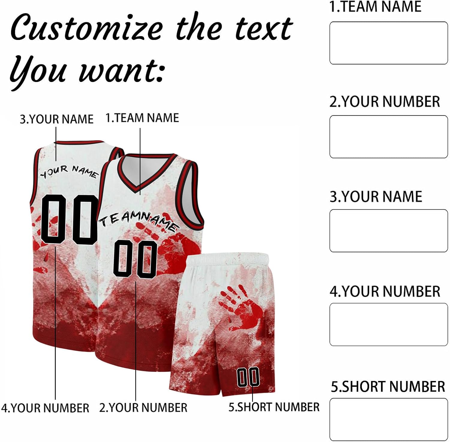 Custom Halloween Jersey Personalized Horror Scream Halloween Custom Basketball Kit Jersey for Men Women Youth Boy Girl