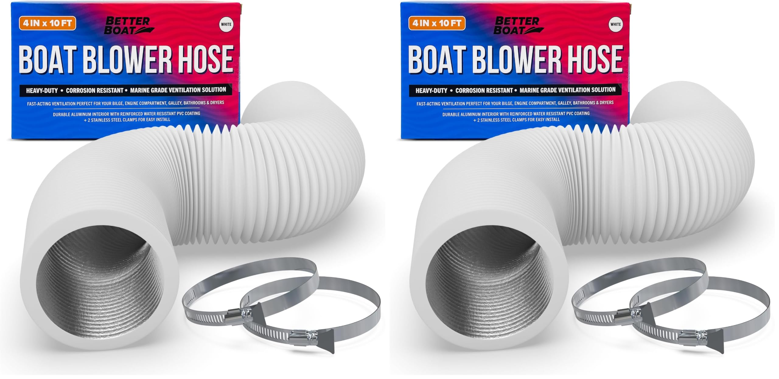 Boat Blower Hose, 4 Inch Marine Exhaust Hose, 10 Ft Flexible PVC Duct
