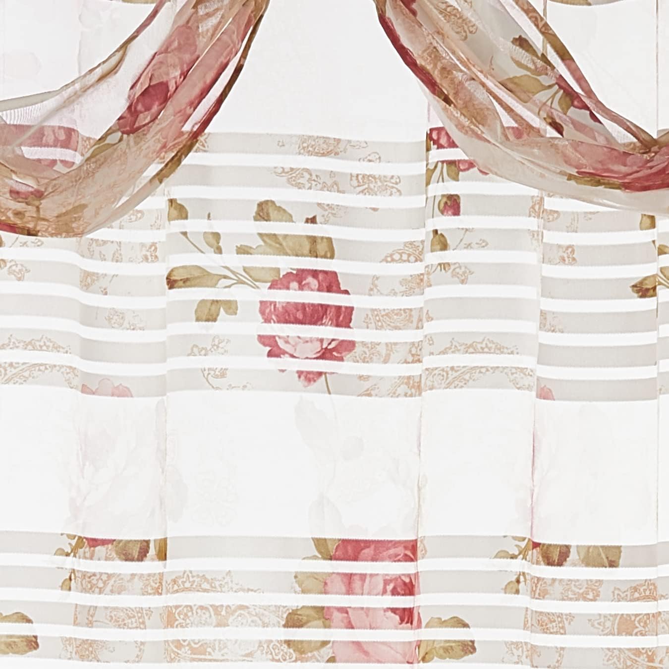 Popular Bath Shower Curtain with Scarf, Madeline Collection, 72" x 72", Beige/Pink